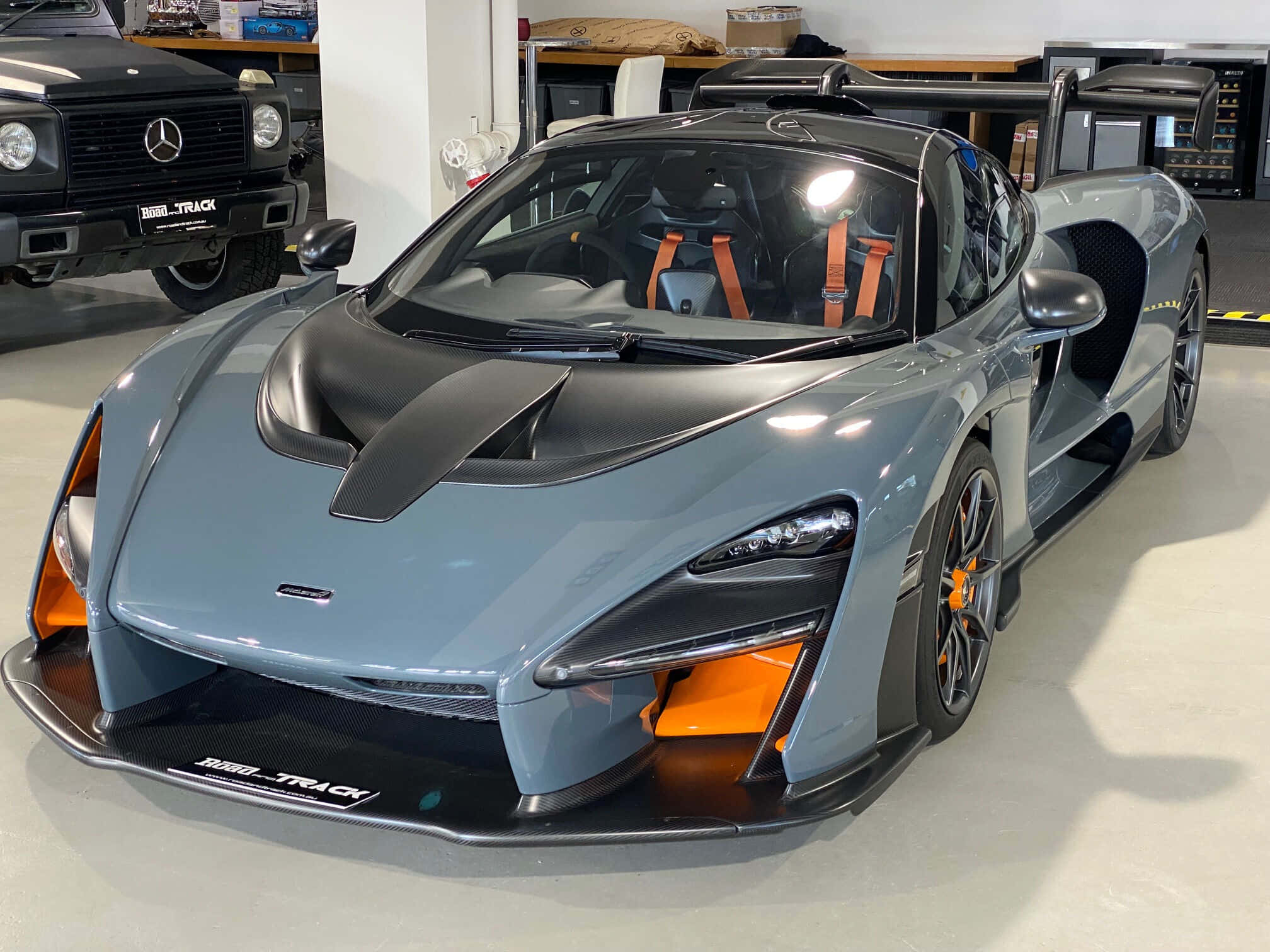 McLaren Senna, gray, orange accents, Full HD Desktop Wallpaper