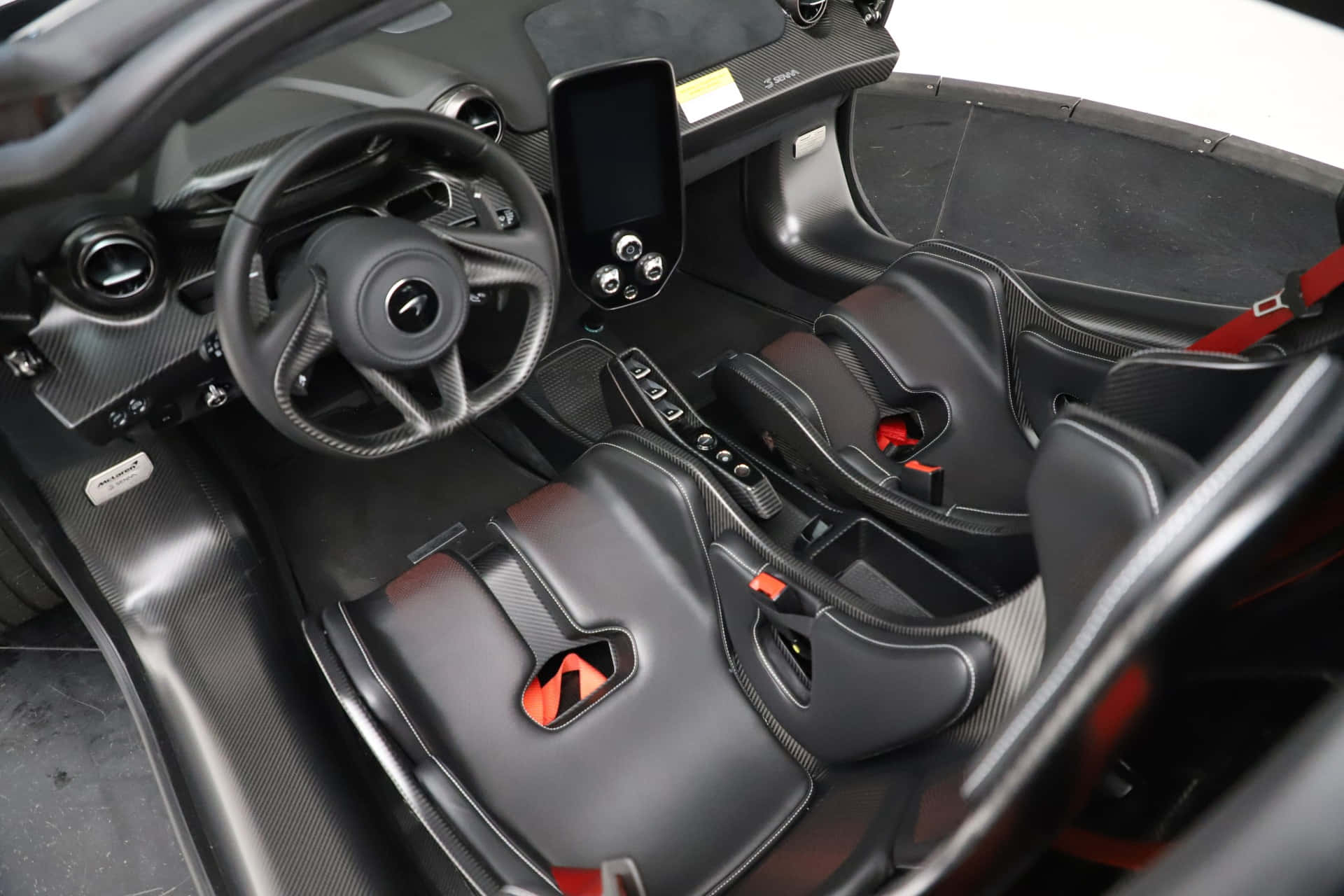 McLaren Senna, carbon fiber interior, black seats, Full HD Desktop Wallpaper