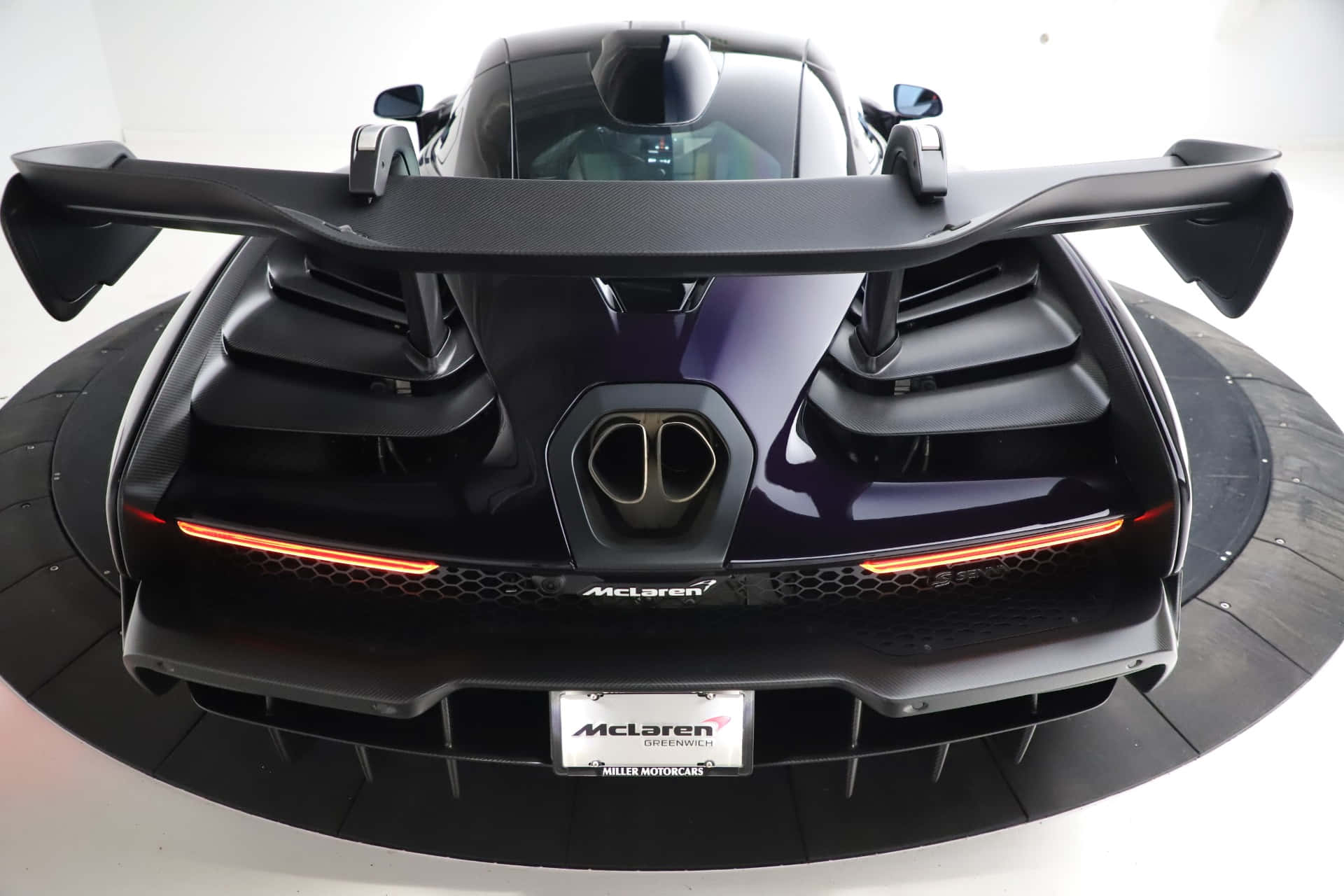 McLaren Senna, glossy black, massive wing, Full HD Desktop Wallpaper