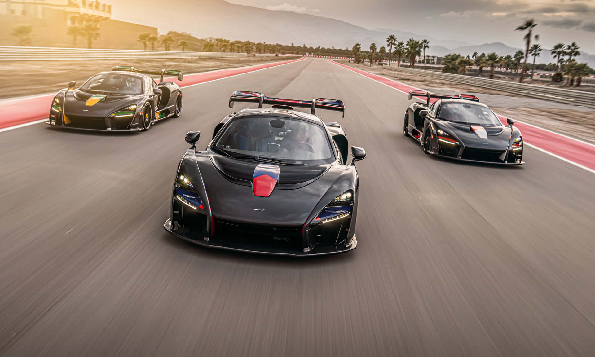 McLaren Senna, black, sunlit track, Full HD Desktop Wallpaper