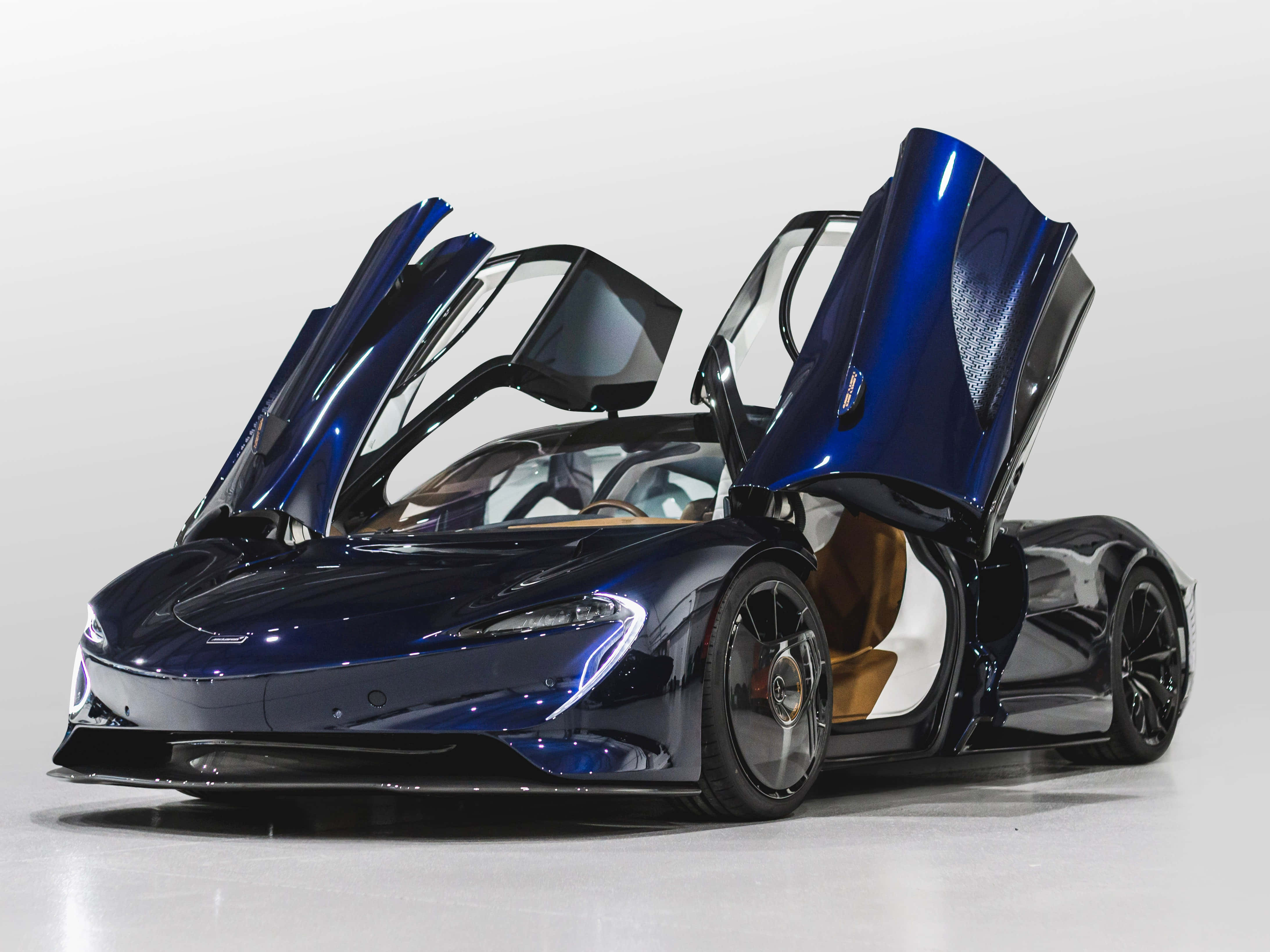 McLaren Speedtail, blue, gullwing doors, 4K Desktop Wallpaper