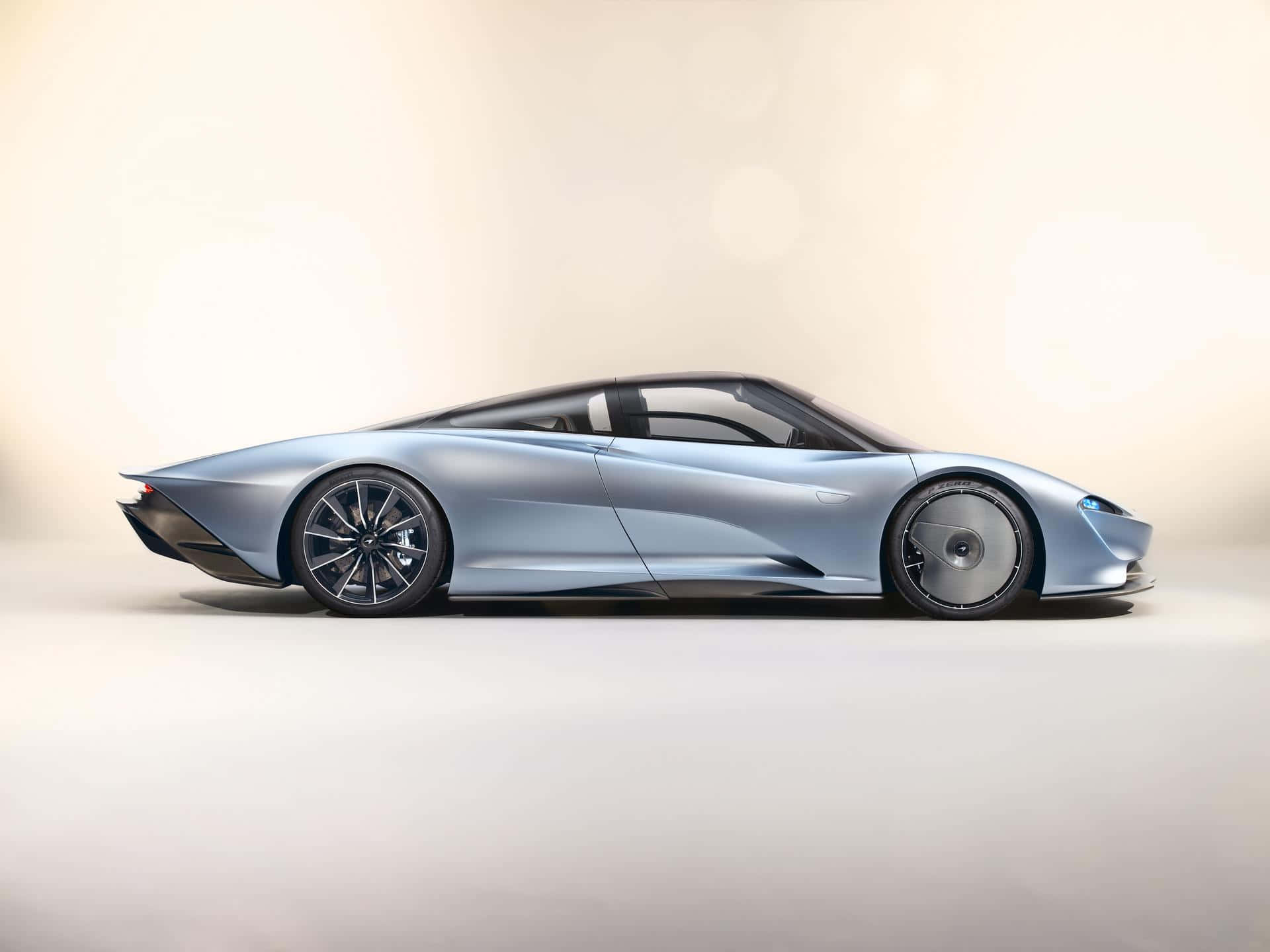 McLaren Speedtail, silver, glowing blue accents, Full HD Desktop Wallpaper