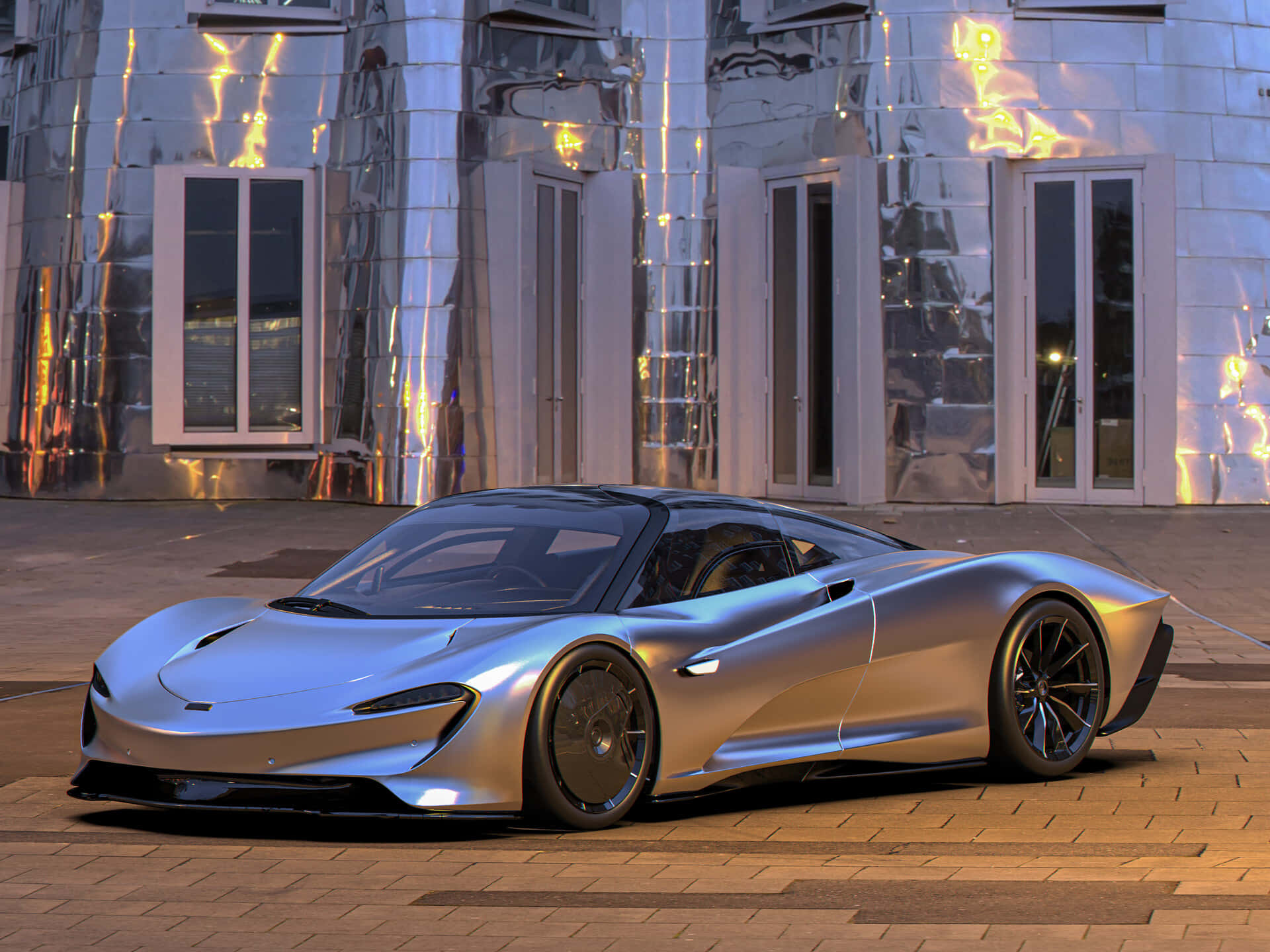 McLaren Speedtail, silver, golden evening light, Full HD Desktop Wallpaper