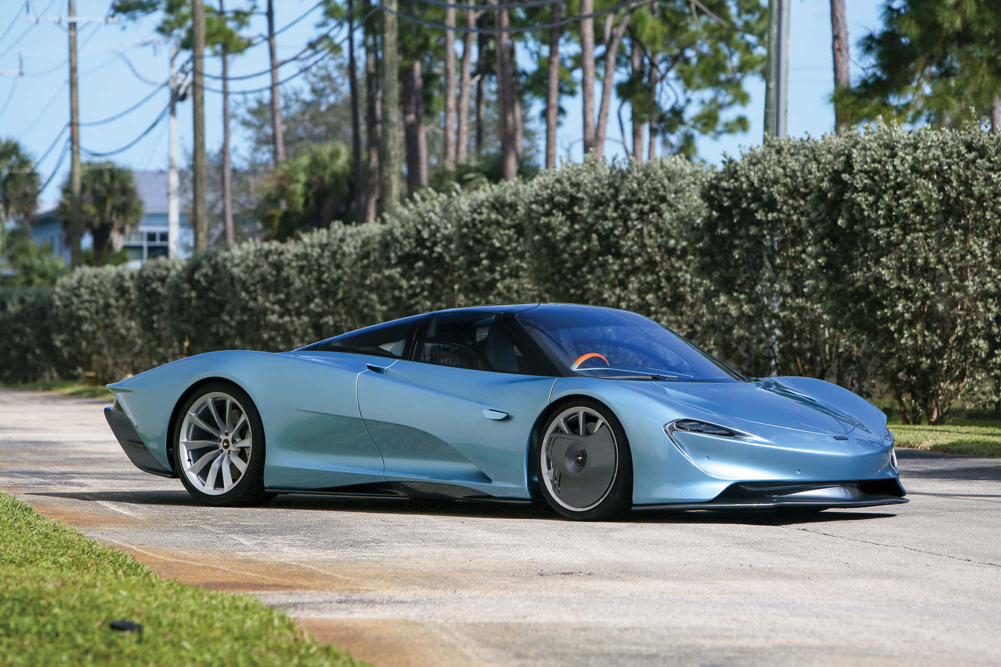McLaren Speedtail, light blue, paved road, Full HD Desktop Wallpaper