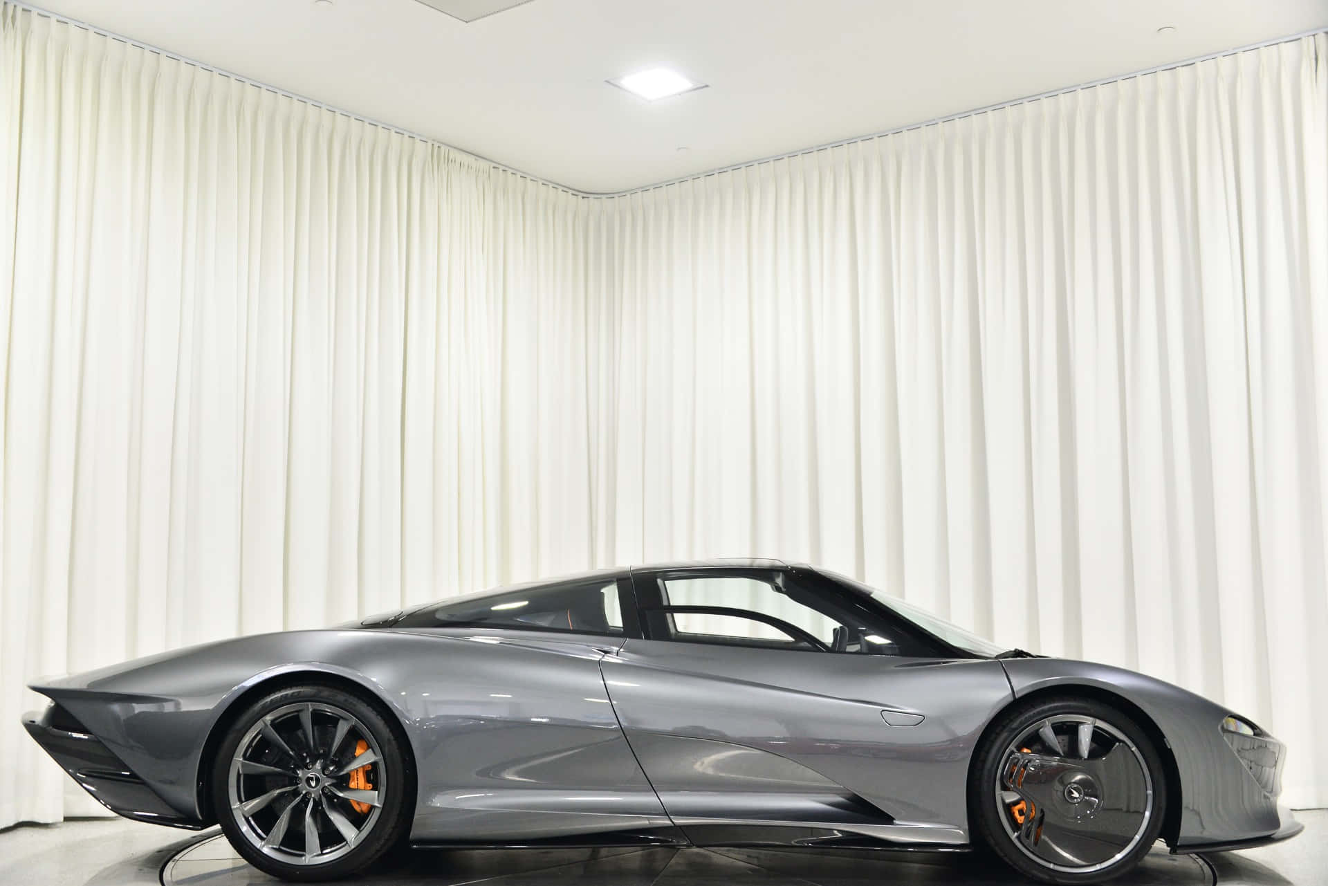 McLaren Speedtail, silver, orange brake calipers, Full HD Desktop Wallpaper