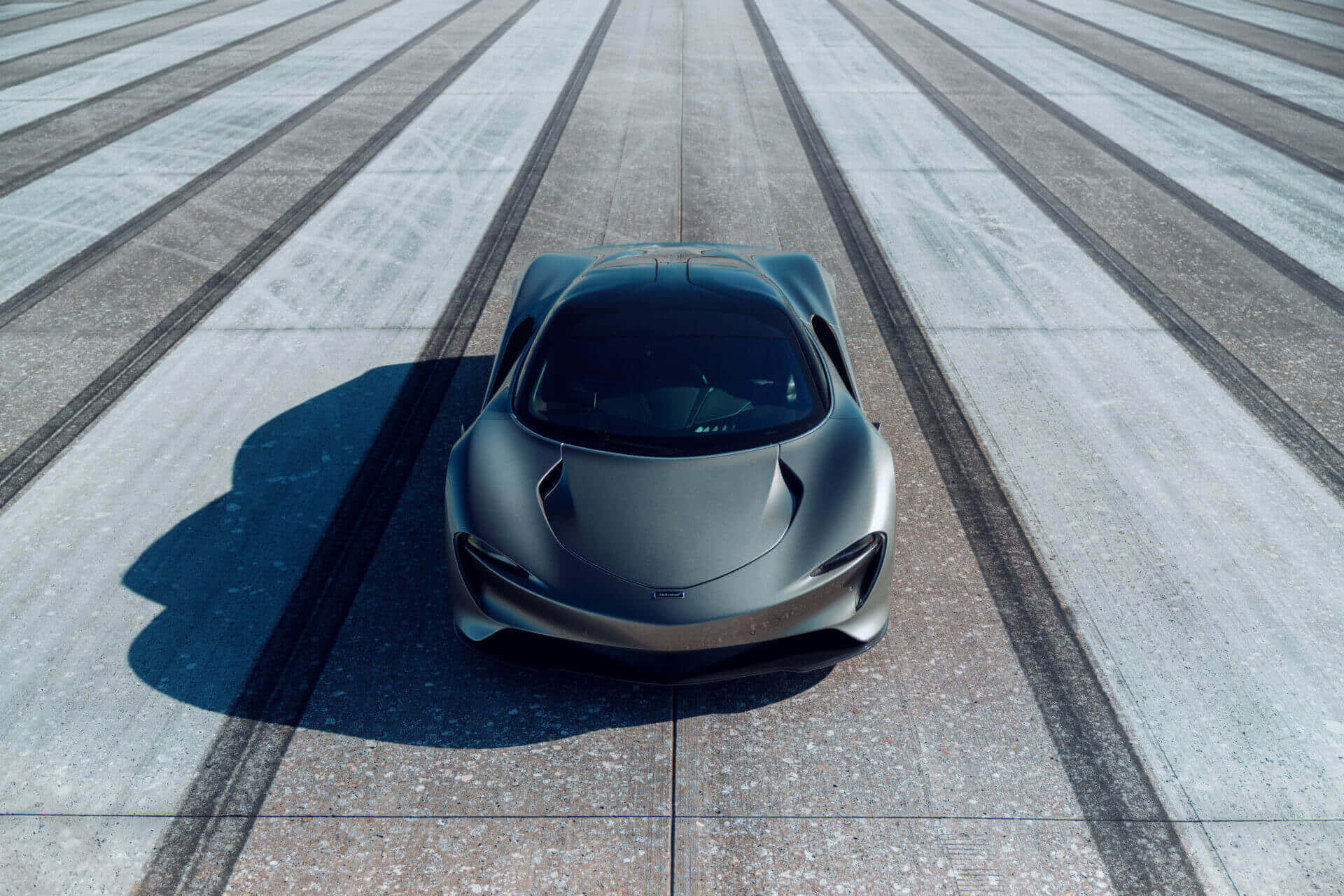 Mclaren Speedtail, matte gray, concrete track, Full HD Desktop Wallpaper