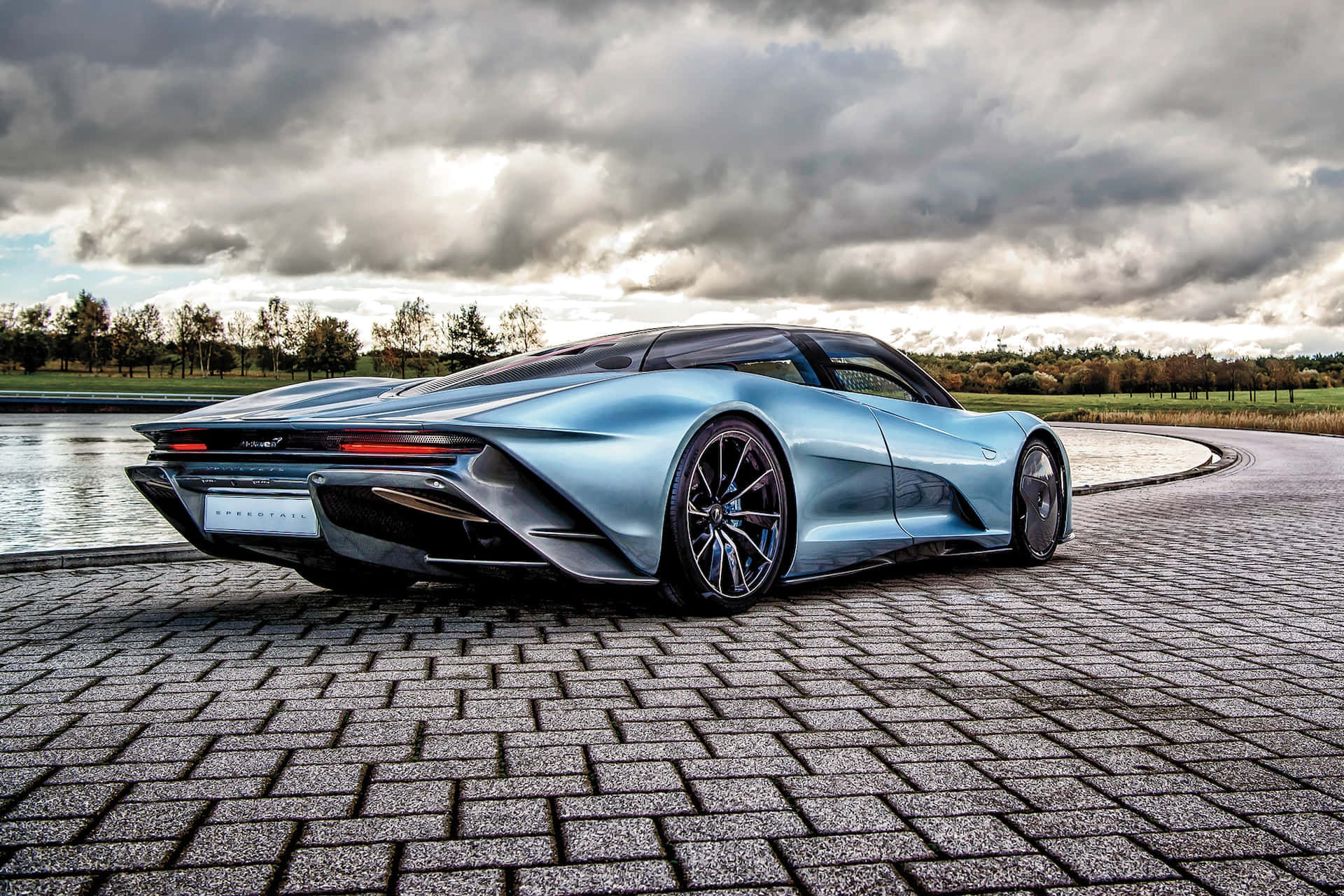 McLaren Speedtail, light blue, black accents, Full HD Desktop Wallpaper