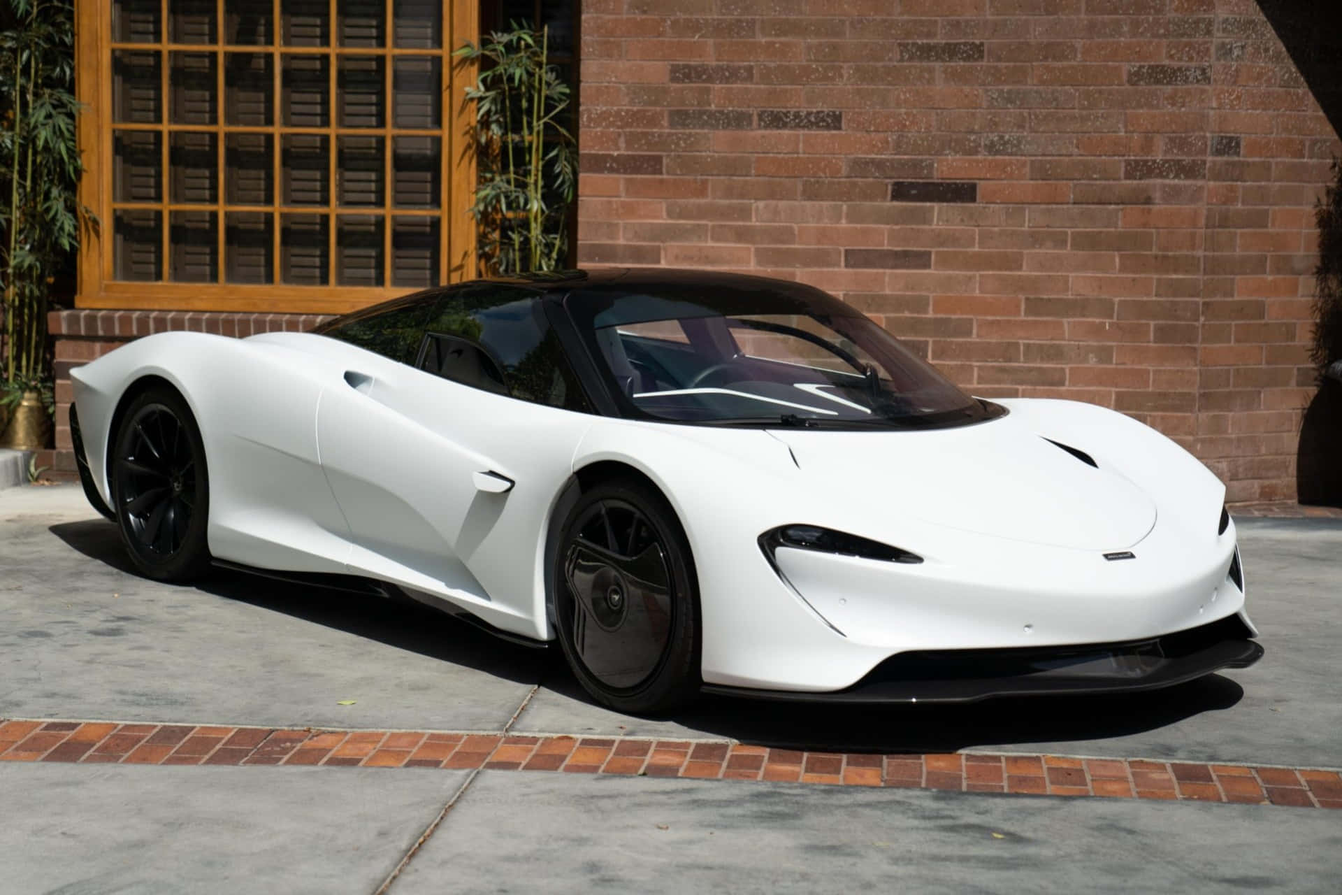 McLaren Speedtail, white, concrete driveway, Full HD Desktop Wallpaper