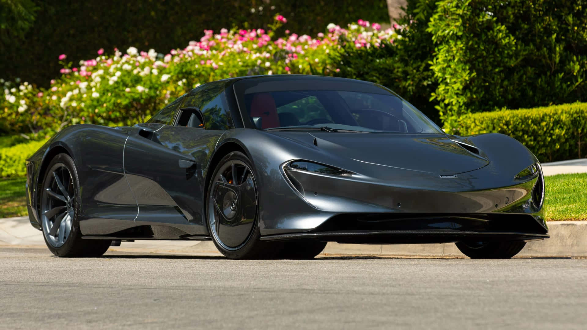 McLaren Speedtail, matte gray, paved road, Full HD Desktop Wallpaper