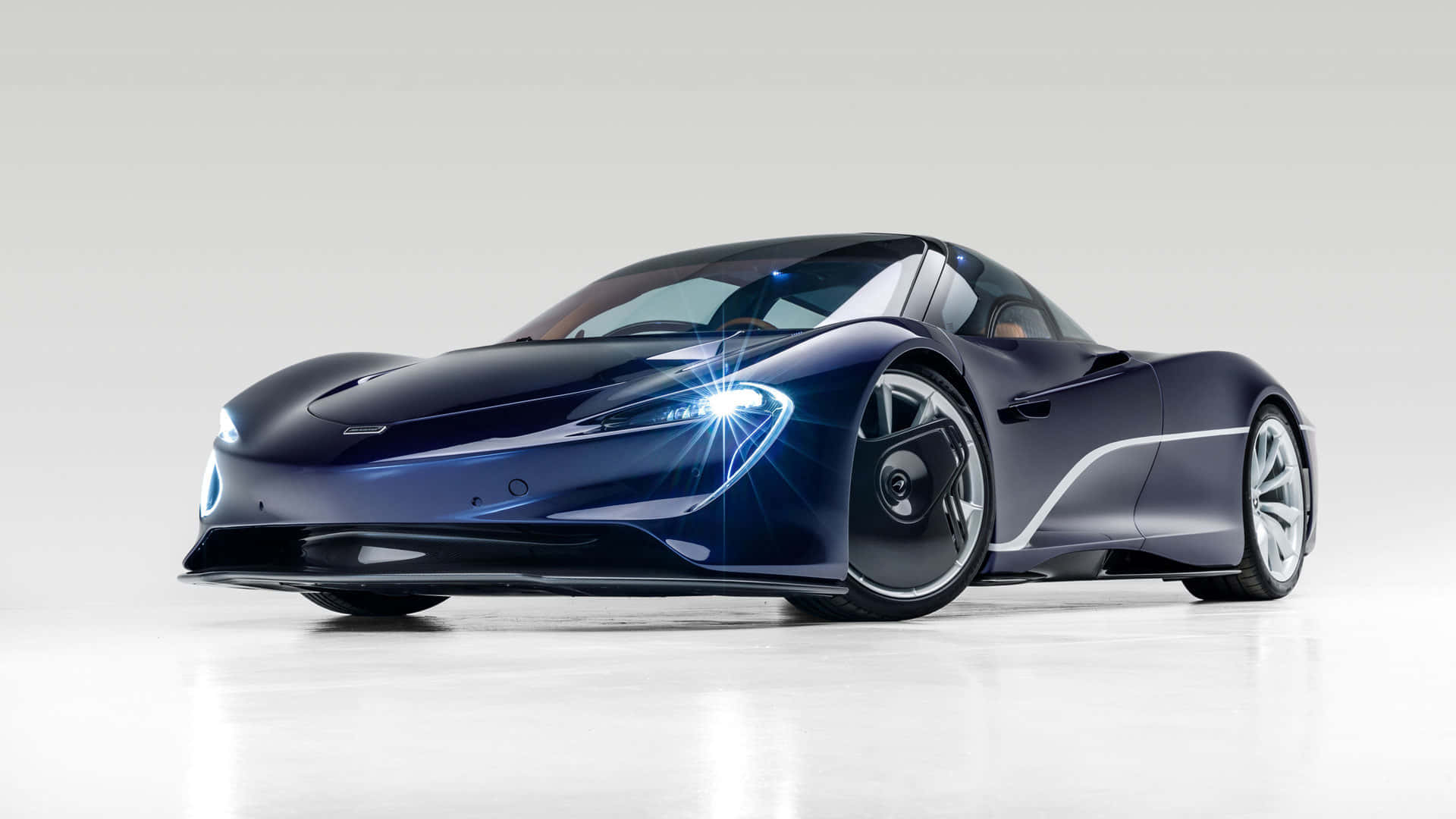 McLaren Speedtail, futuristic blue, glowing headlights, Full HD Desktop Wallpaper
