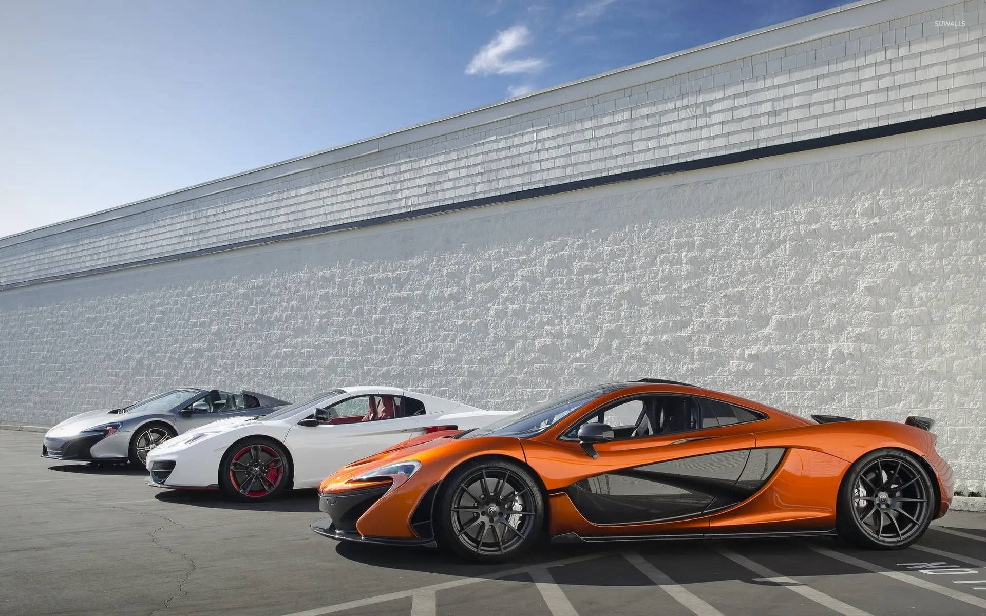 McLaren Spyder, silver white, orange, Full HD Desktop Wallpaper