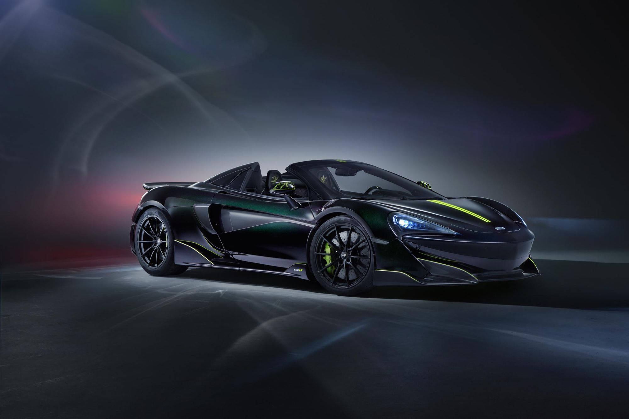 McLaren Spyder, black, neon green accents, Full HD Desktop Wallpaper