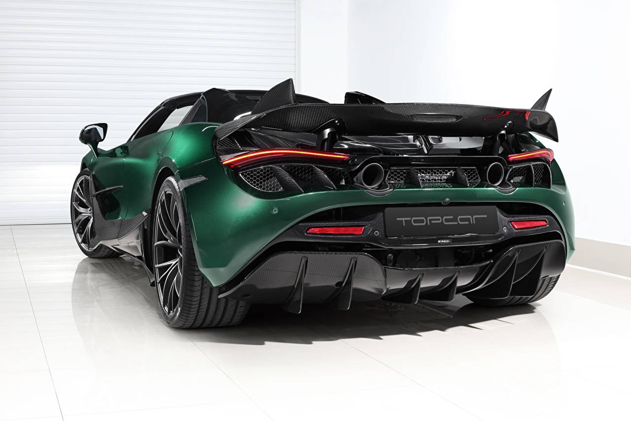 McLaren Spyder, glossy green, carbon fiber wing, HD Desktop Wallpaper