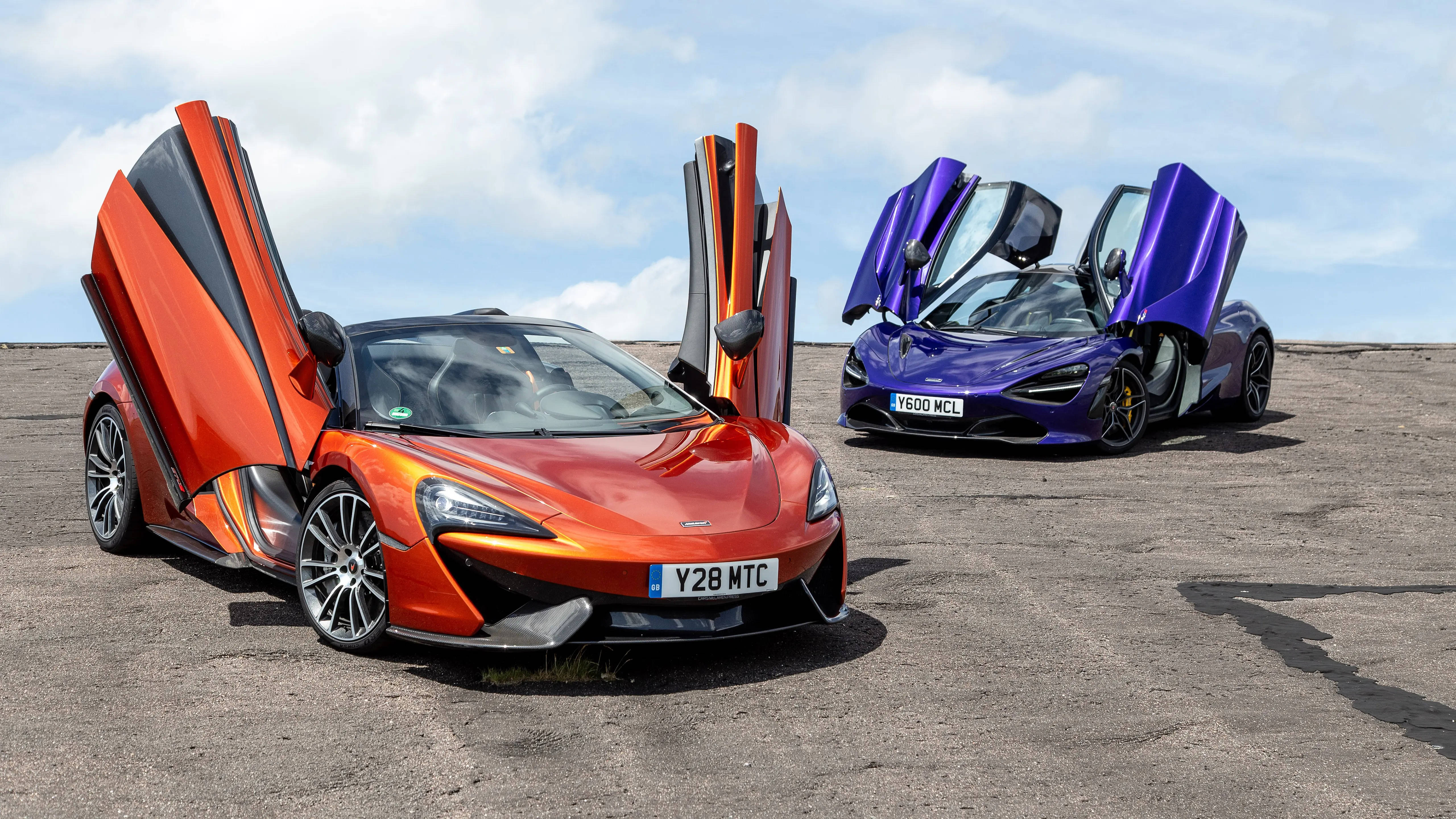 McLaren Spyder, gullwing doors, orange, 5K Desktop Wallpaper