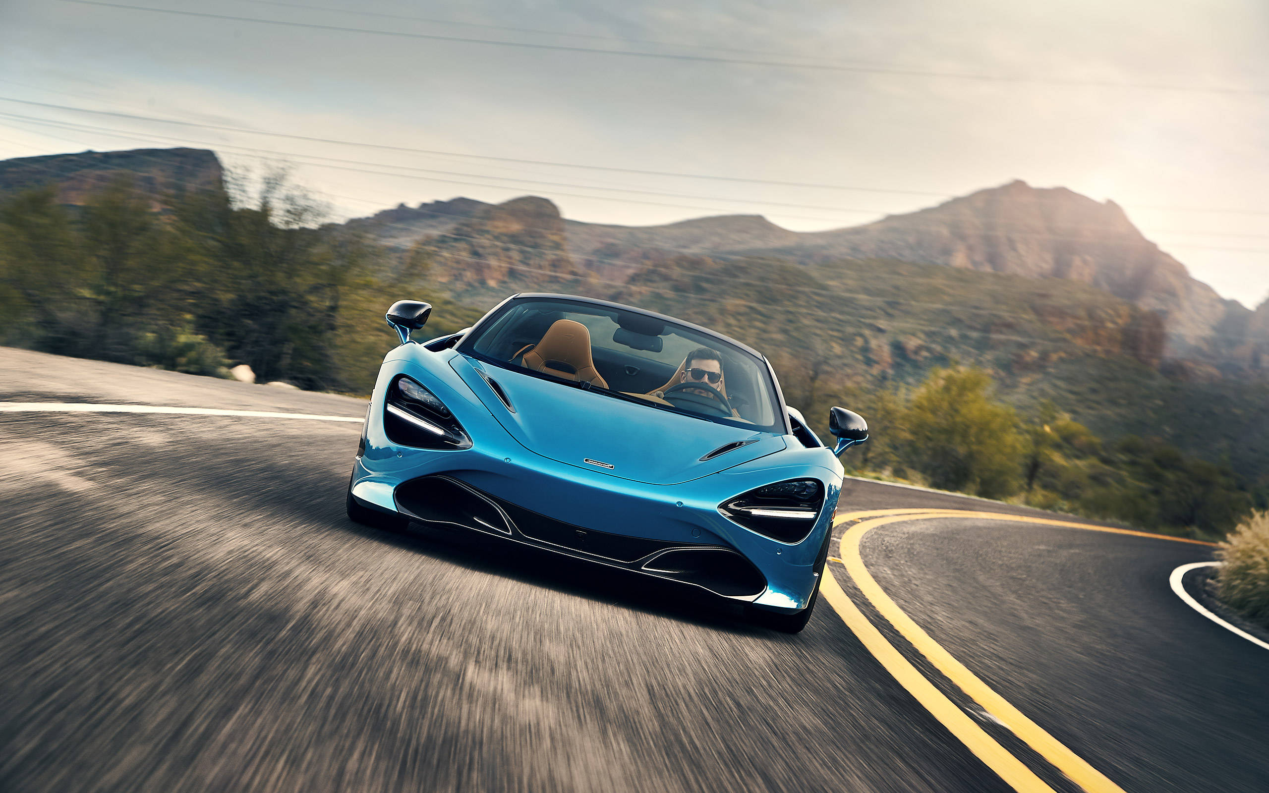 McLaren Spyder, blue, convertible, 2K Desktop Wallpaper
