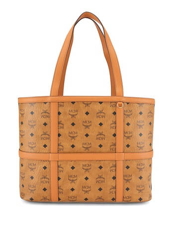 MCM, Delmy Visetos Shopper Bag, tan, SD Phone Wallpaper
