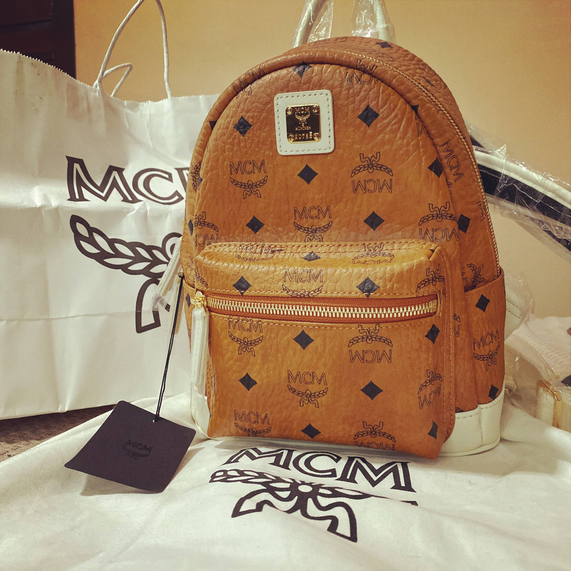 MCM, brown, leather backpack, Full HD Desktop Wallpaper