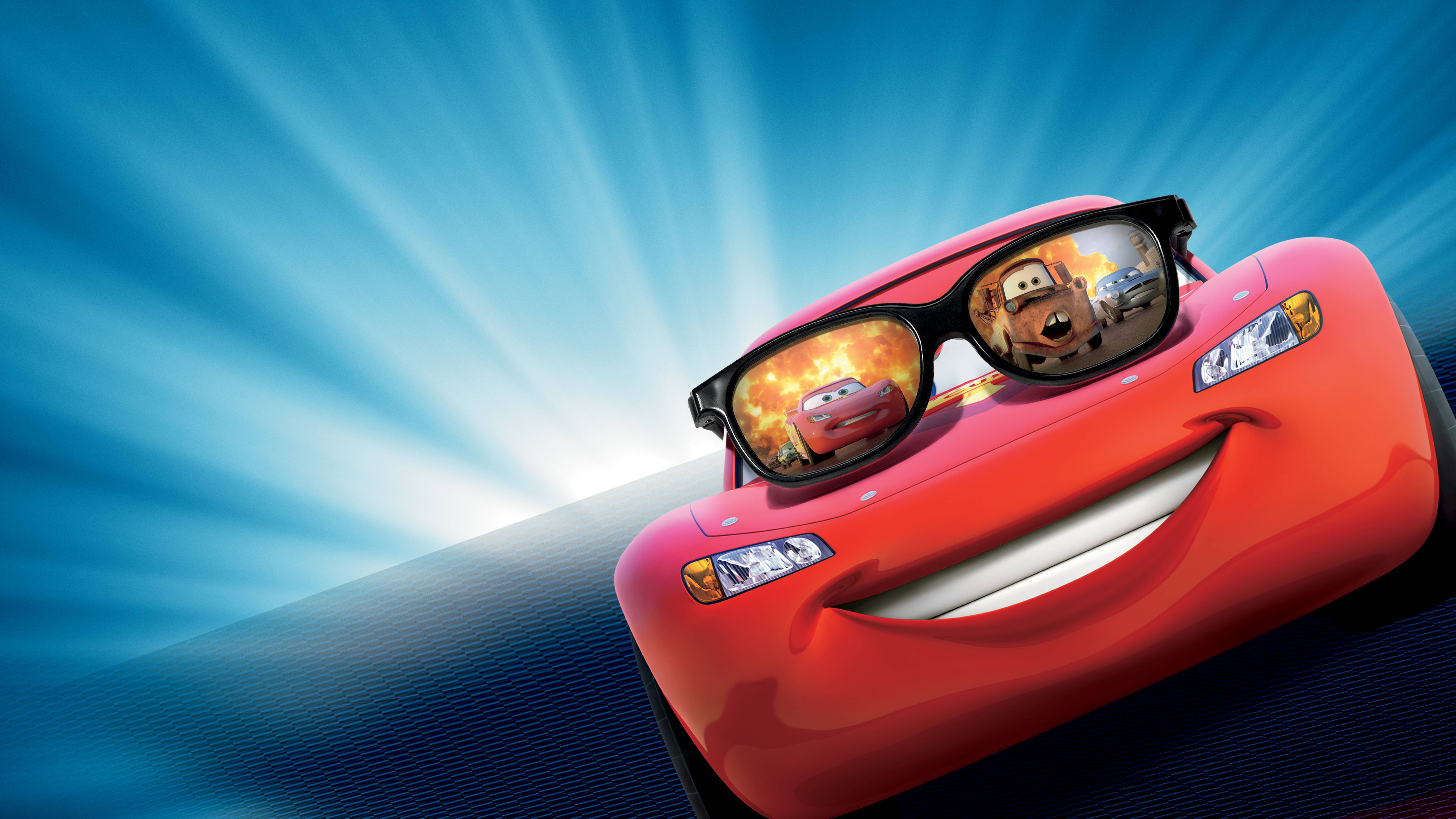 Lightning McQueen, sunglasses, red animated race car, 5K Desktop Wallpaper