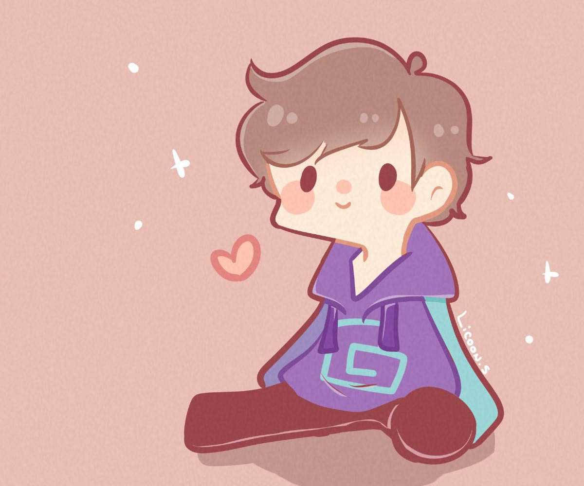 MCYT, chibi-style boy, brown hair, SD Desktop Wallpaper