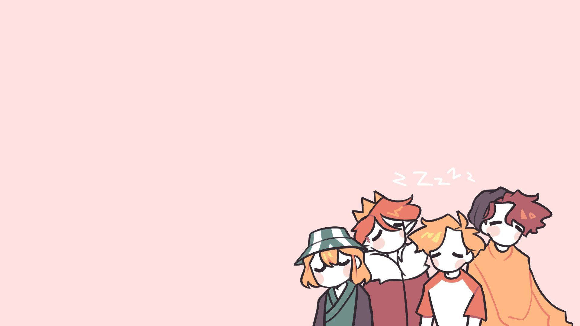 MCYT, anime-style characters, closed eyes, Full HD Desktop Wallpaper