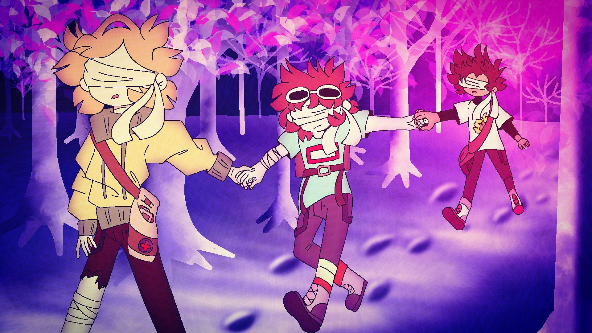 Mcyt, Pink Forest, red hair, Full HD Desktop Wallpaper