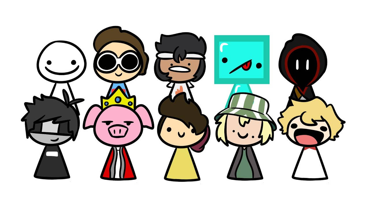 MCYT, cartoon icons, stick-figure characters, HD Desktop Wallpaper