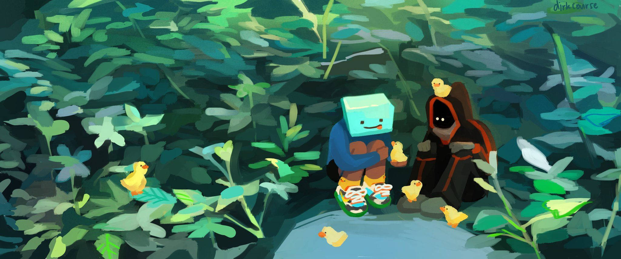 Mcyt, small yellow chicks, blocky cartoon characters, Full HD Desktop Wallpaper
