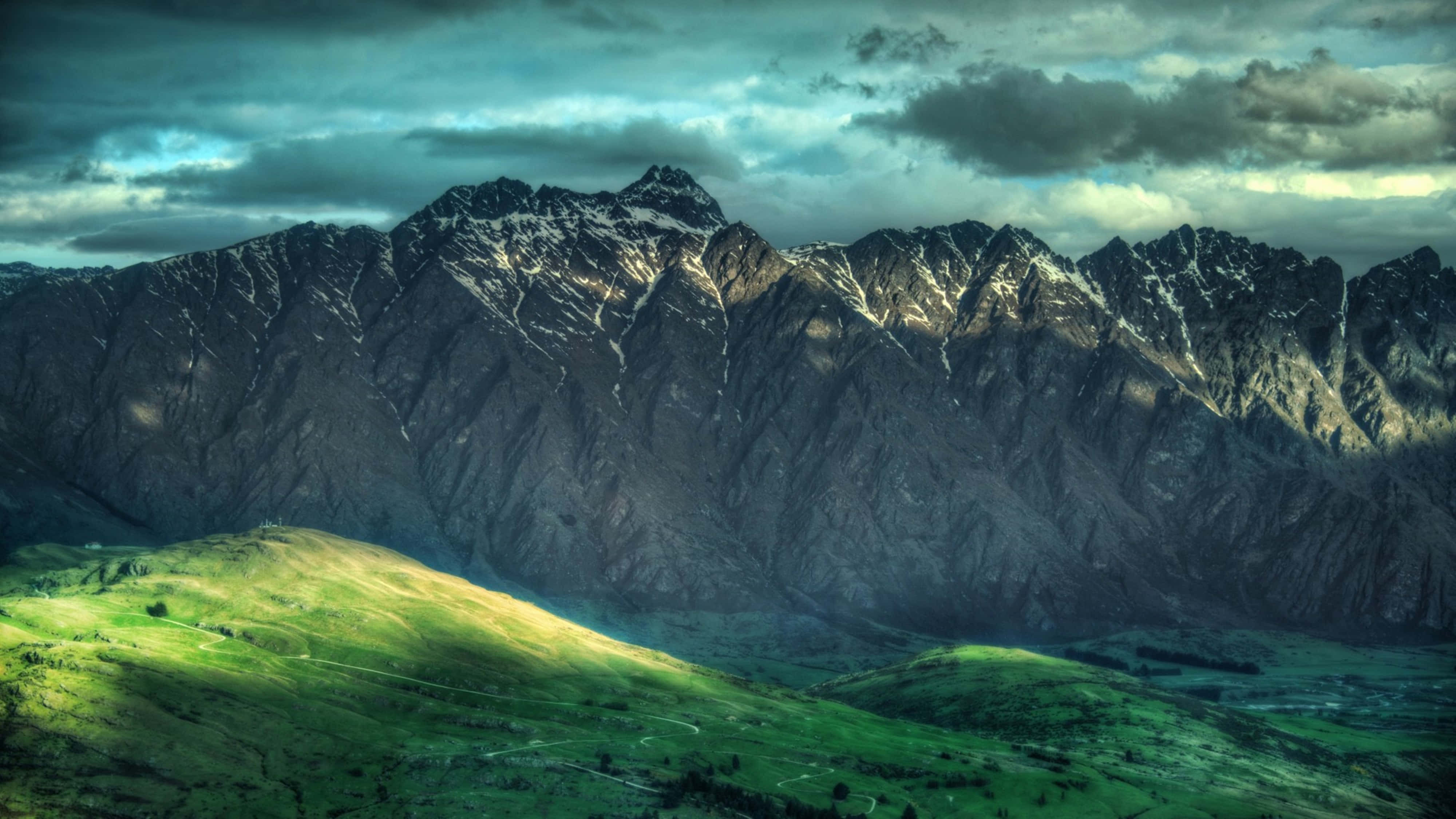 4K UHD, Meadow Mountains, snow-capped peaks, 4K Desktop Wallpaper