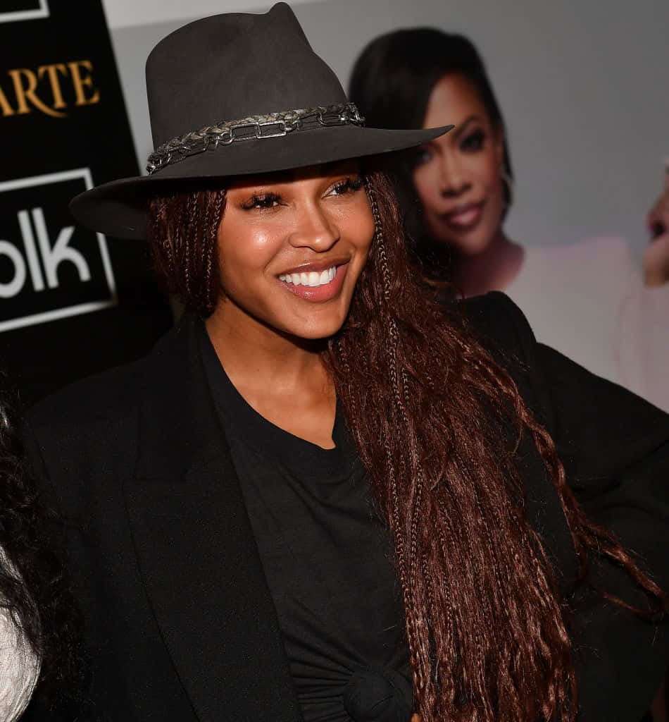 Meagan Good, black fedora with chain trim, black blazer, SD Phone Wallpaper