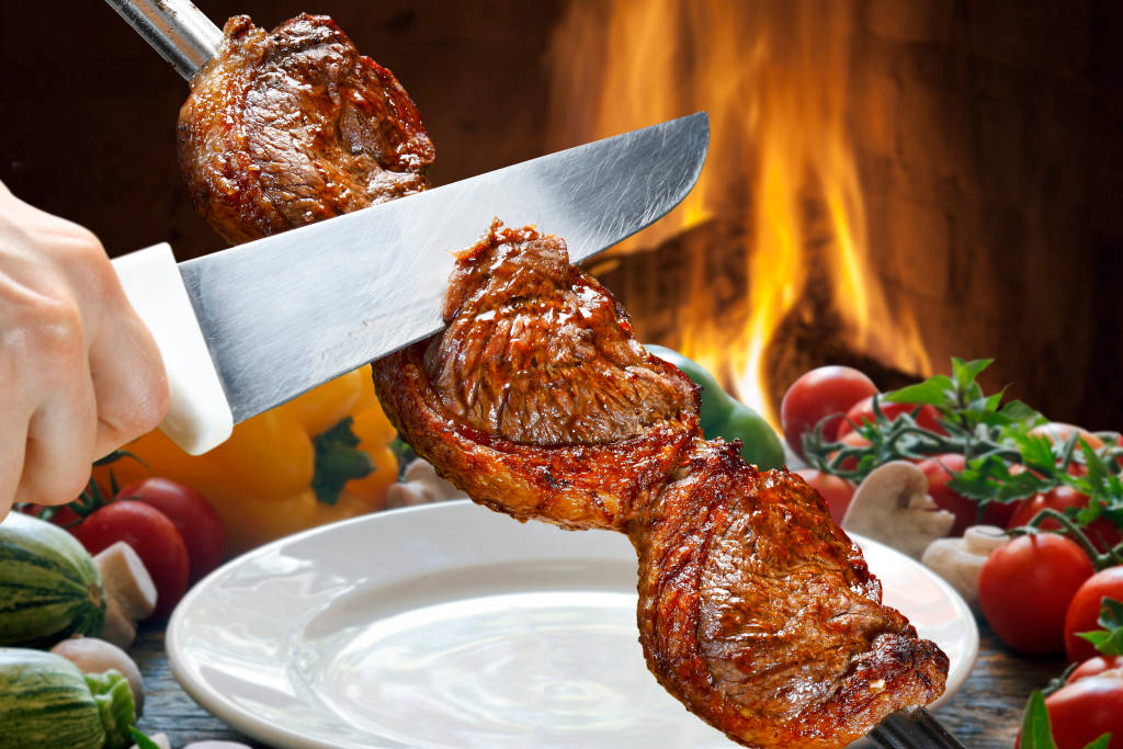 churrasco, grilled steak, white plate, SD Desktop Wallpaper