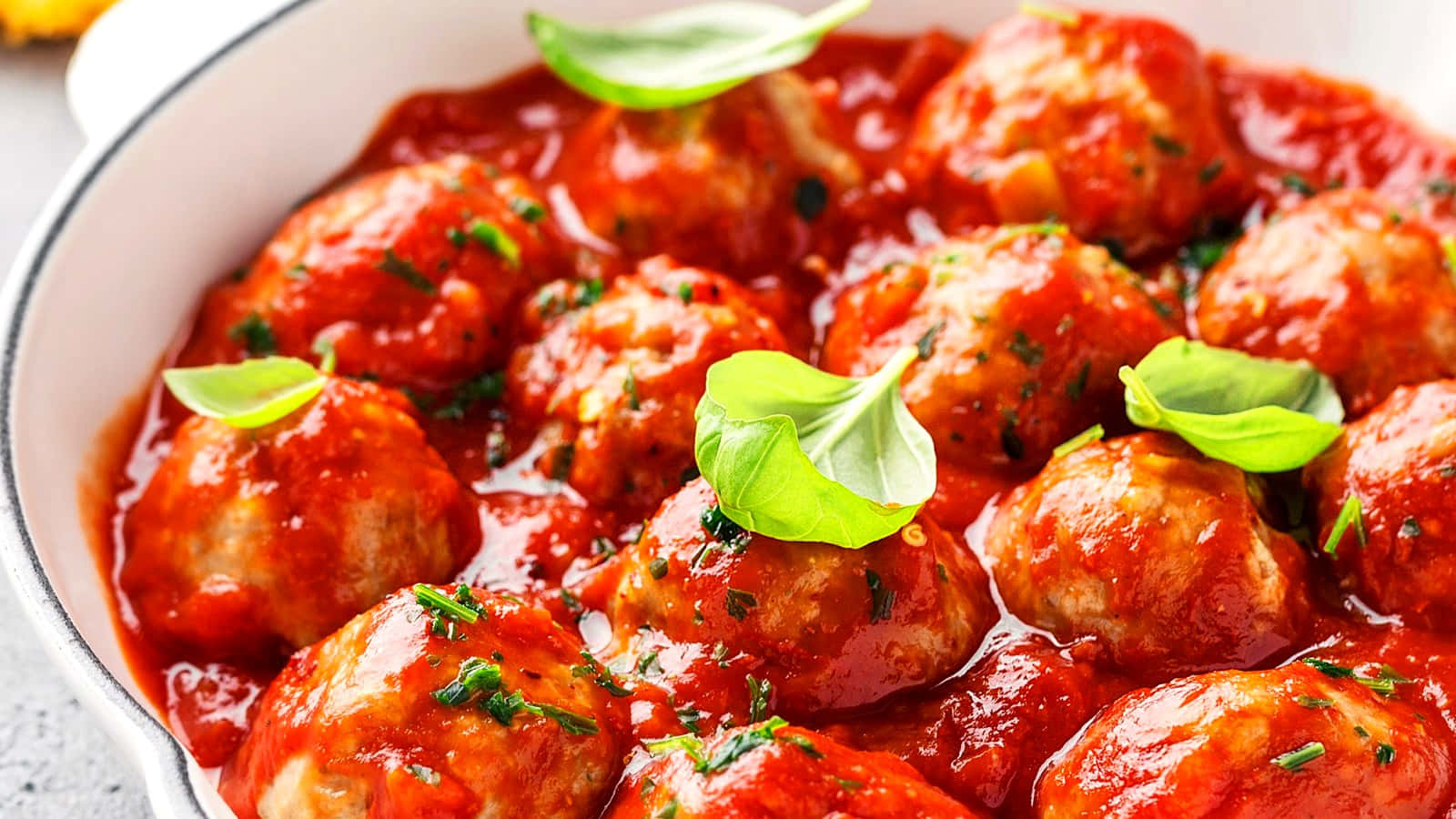 meatballs, tomato sauce, white bowl, HD Desktop Wallpaper