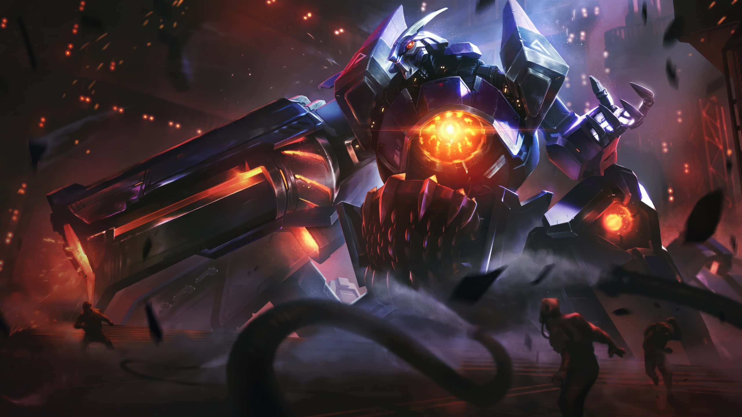 Mecha, purple, black, 2K Desktop Wallpaper