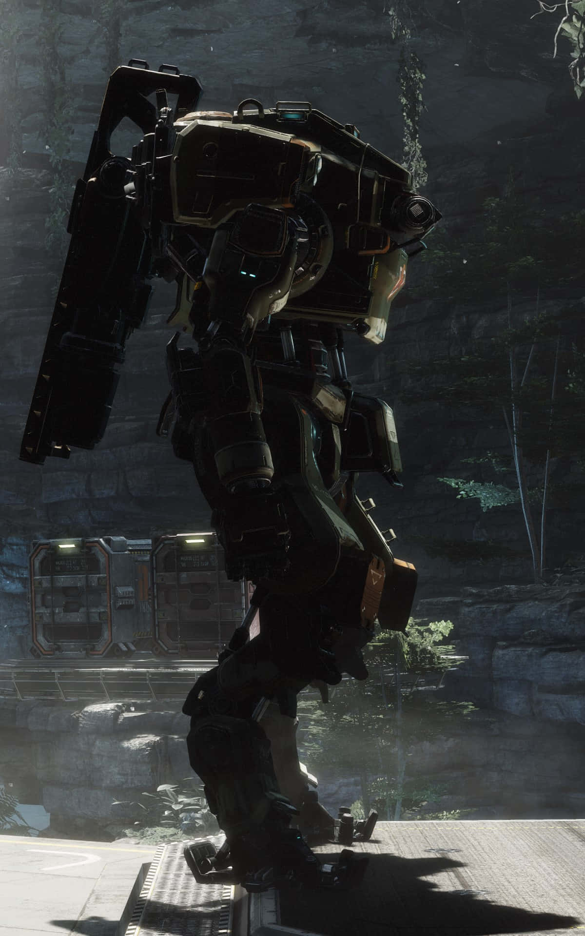 Mecha, rocky ruin, dappled sunlight, Full HD Phone Wallpaper