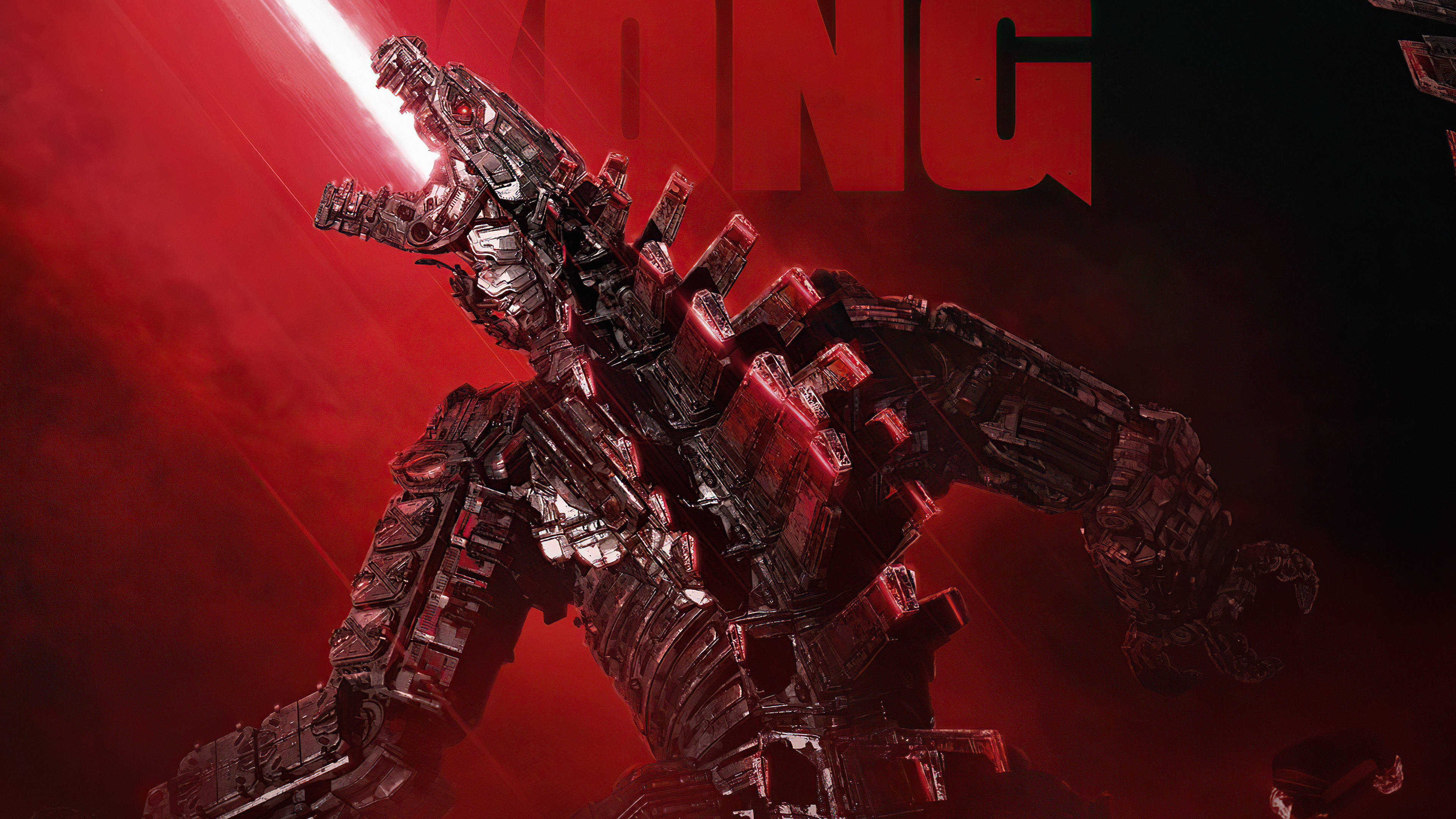 Mechagodzilla 2021, glowing red eyes, red energy blade, 4K Desktop Wallpaper