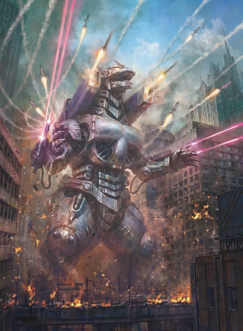 Mechagodzilla 2021, glowing cannons, pink lasers, SD Phone Wallpaper