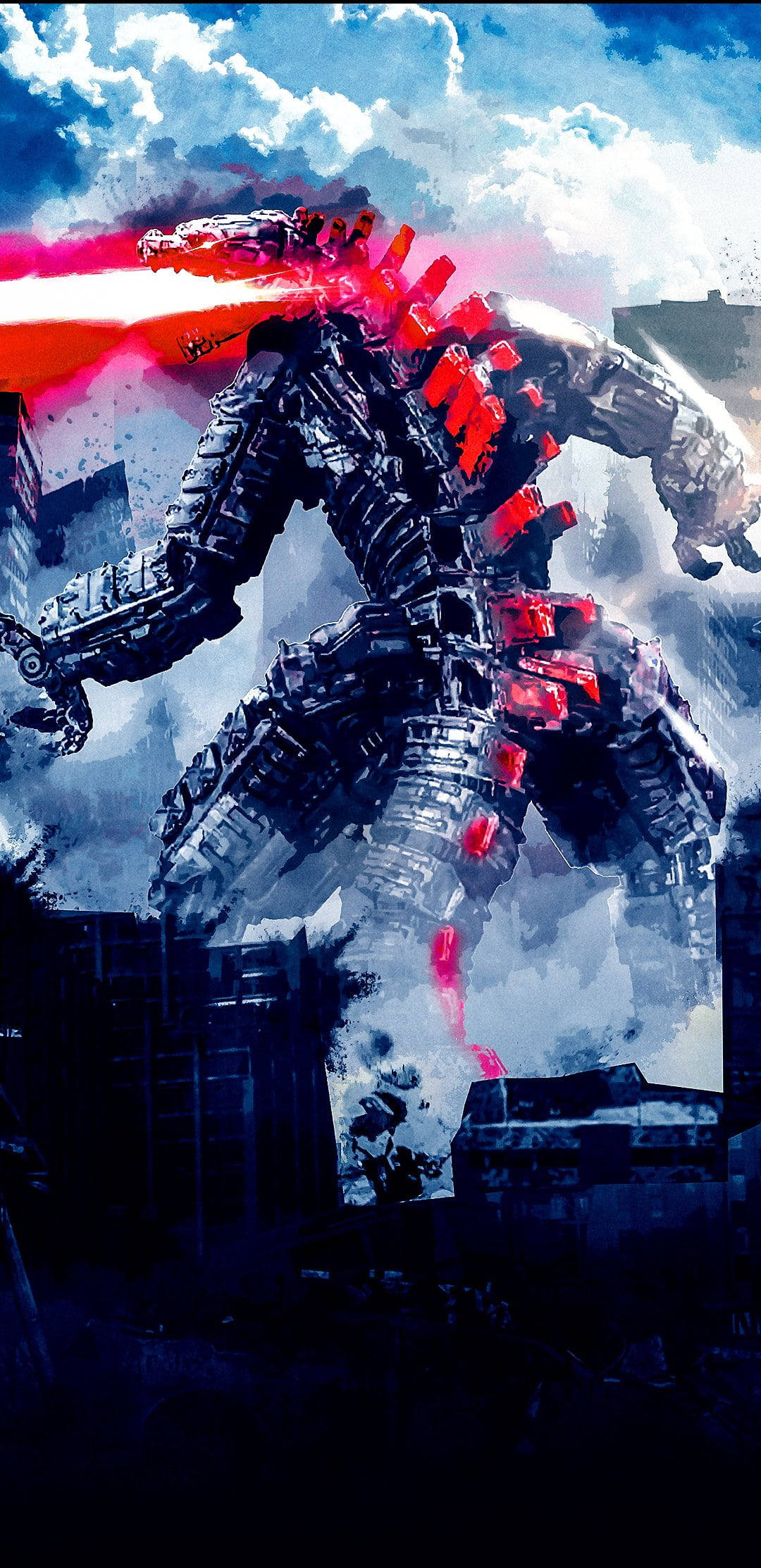 Mechagodzilla 2021, glowing red accents, fiery beam, Full HD Phone Wallpaper