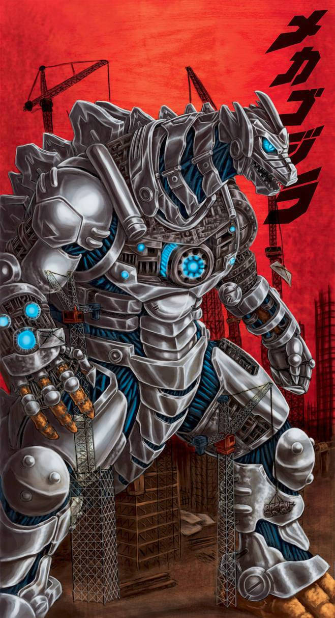 Mechagodzilla 2021, glowing blue eyes, intricate armor, SD Phone Wallpaper