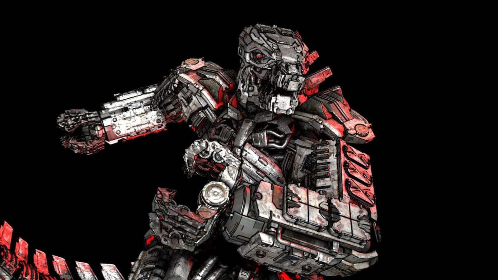 Mechagodzilla, glowing red eyes, metallic armor, HD Desktop Wallpaper