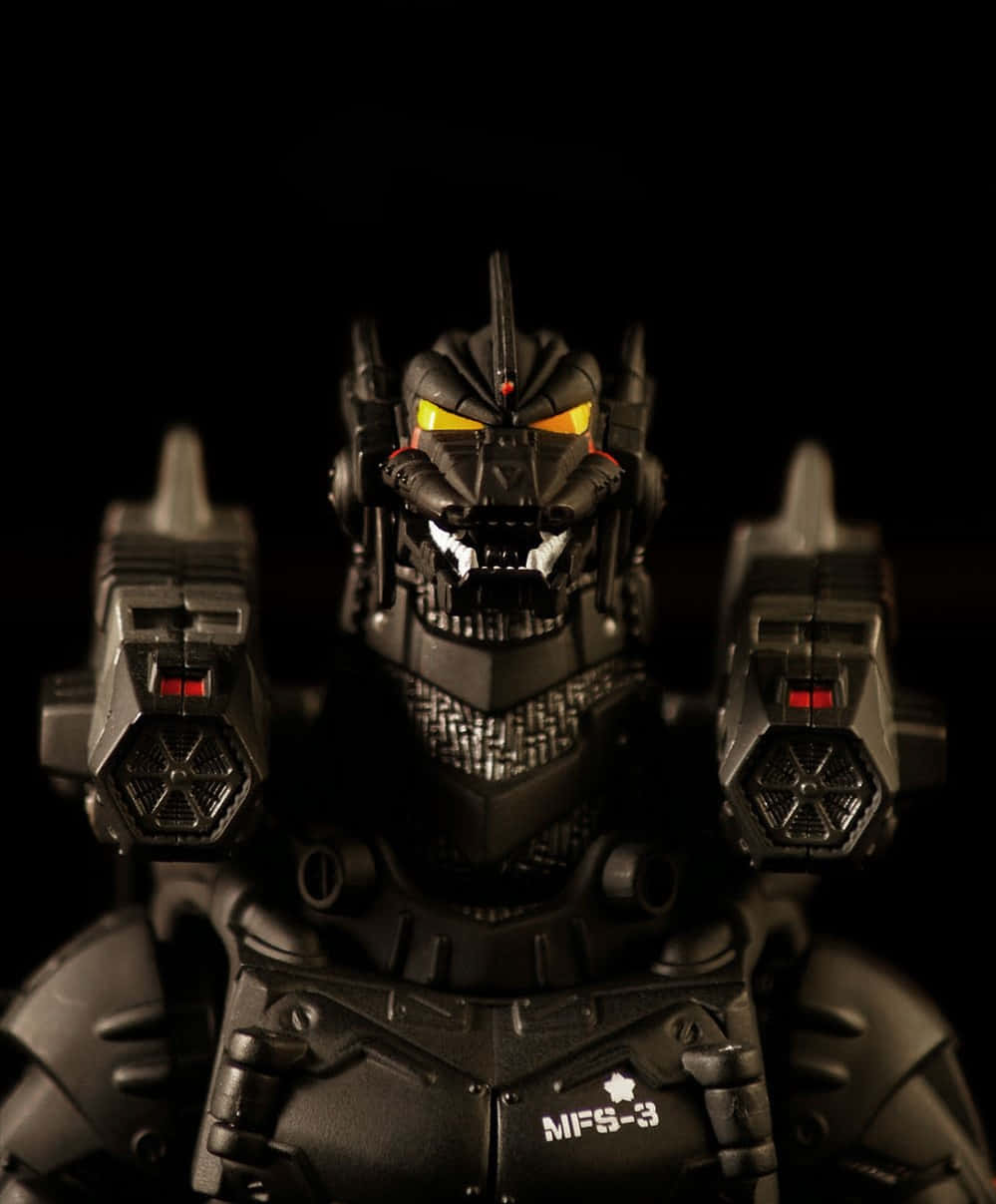 Mechagodzilla, black, glowing yellow eyes, SD Phone Wallpaper