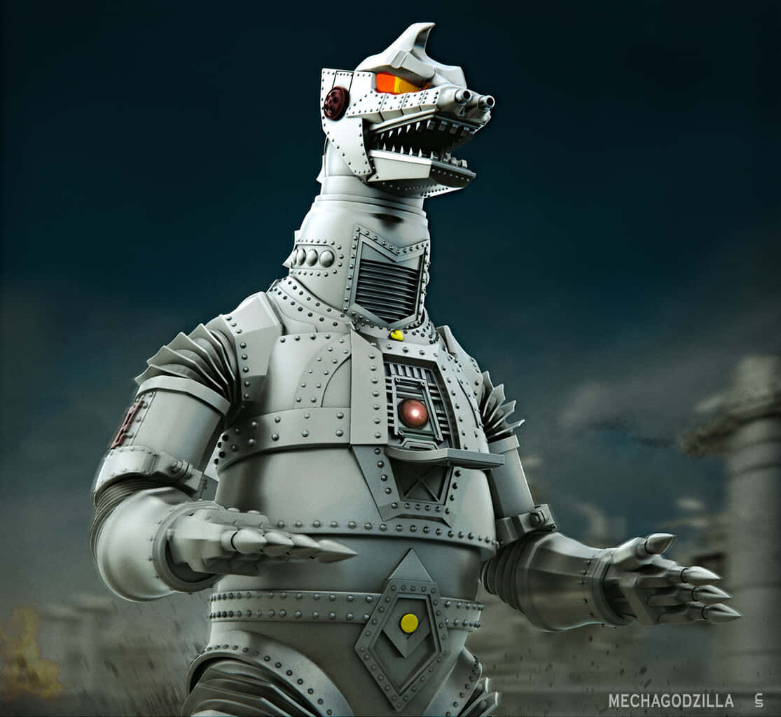 Mechagodzilla, silver, glowing red eyes, SD Desktop Wallpaper