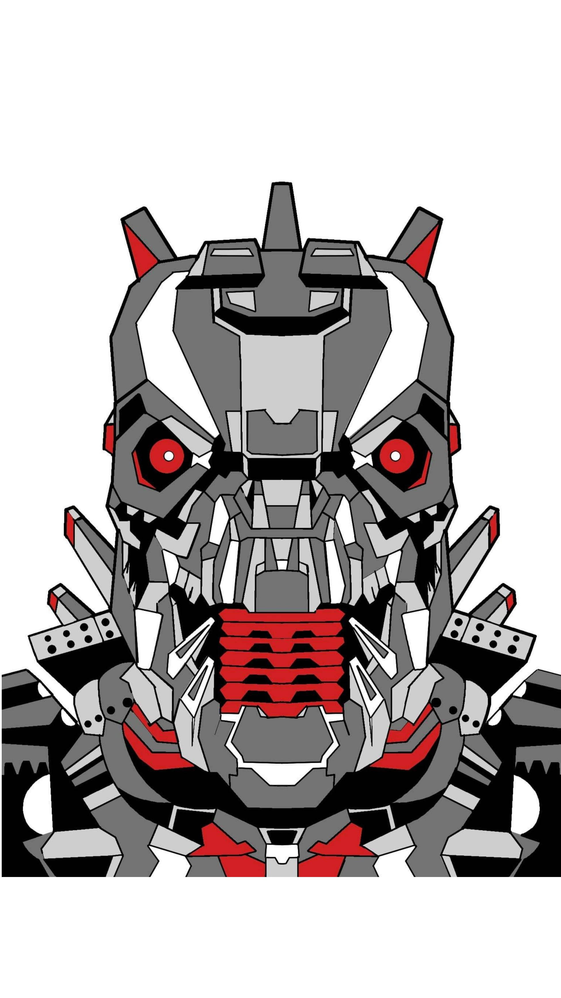 Mechagodzilla 2021, glowing red eyes, sharp metallic teeth, 2K Phone Wallpaper