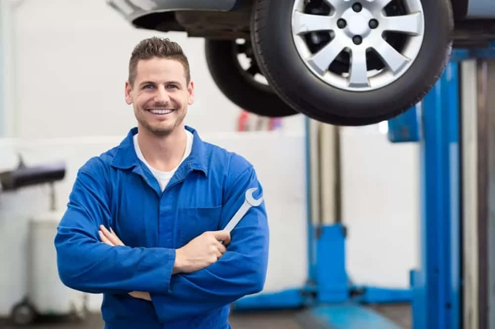 mechanic, blue uniform, wrench, SD Desktop Wallpaper