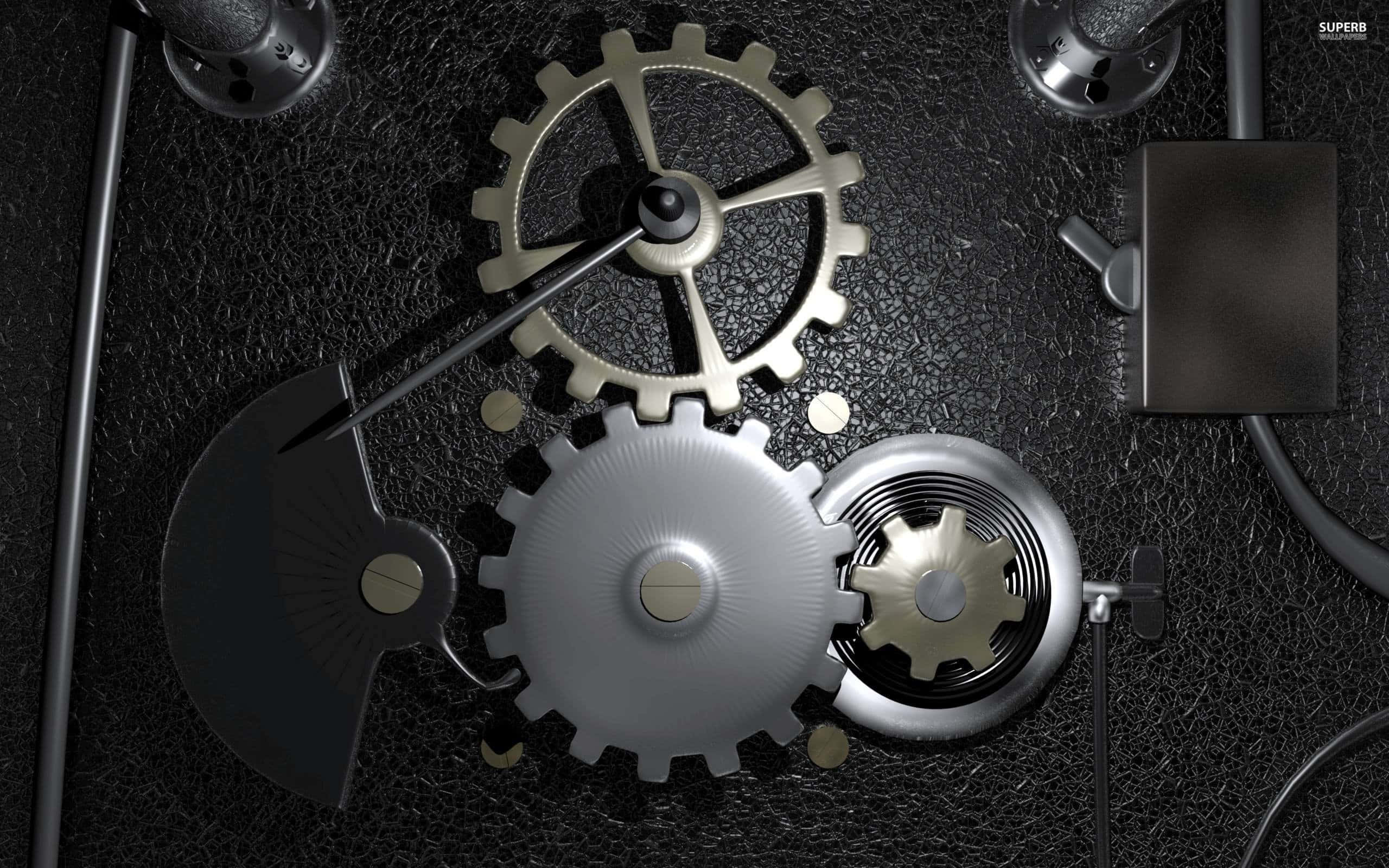 mechanical engineering, intricate metallic gears, mechanical parts, 2K Desktop Wallpaper