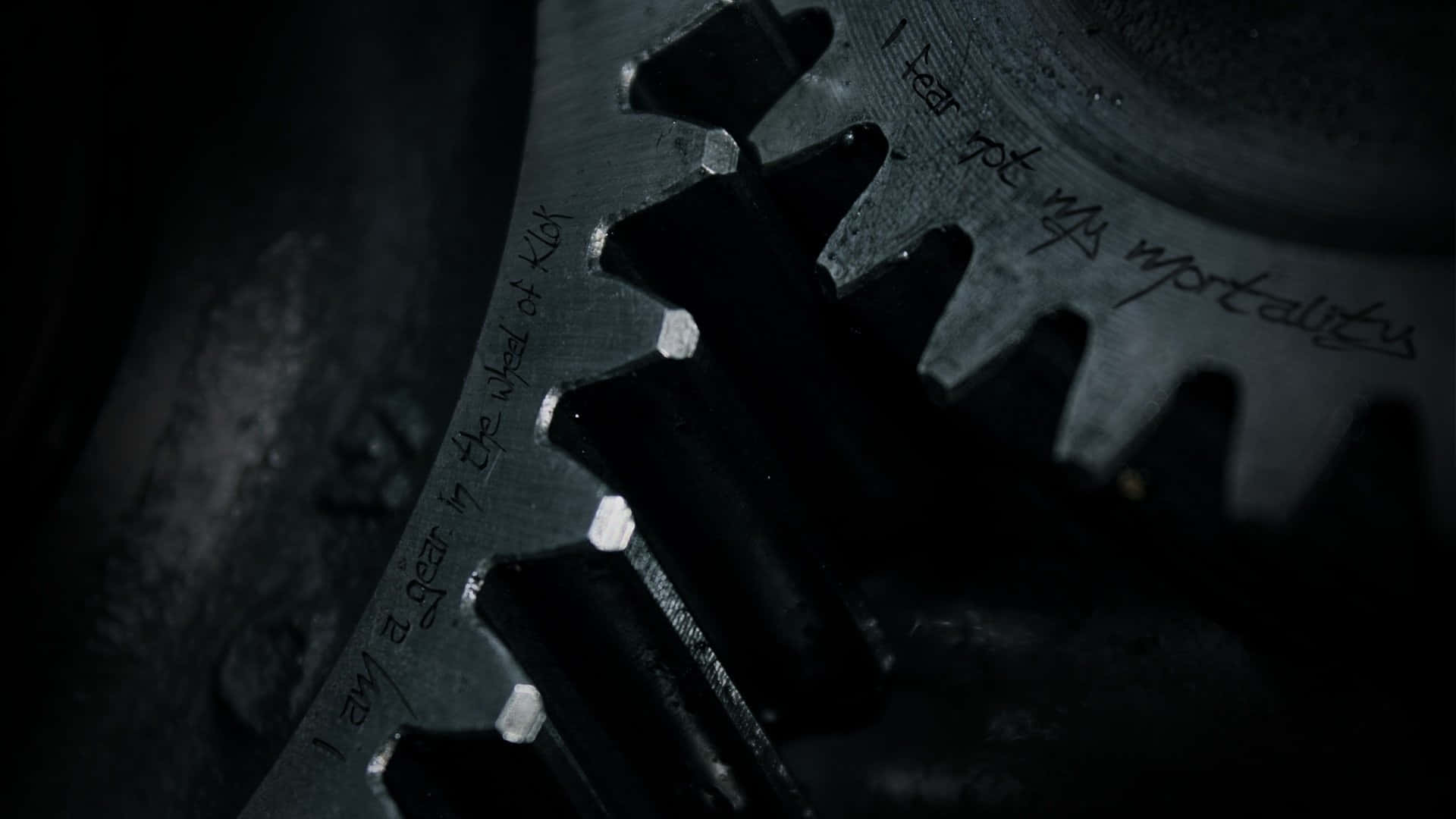 mechanical engineering, dark metallic gear, handwritten text, Full HD Desktop Wallpaper