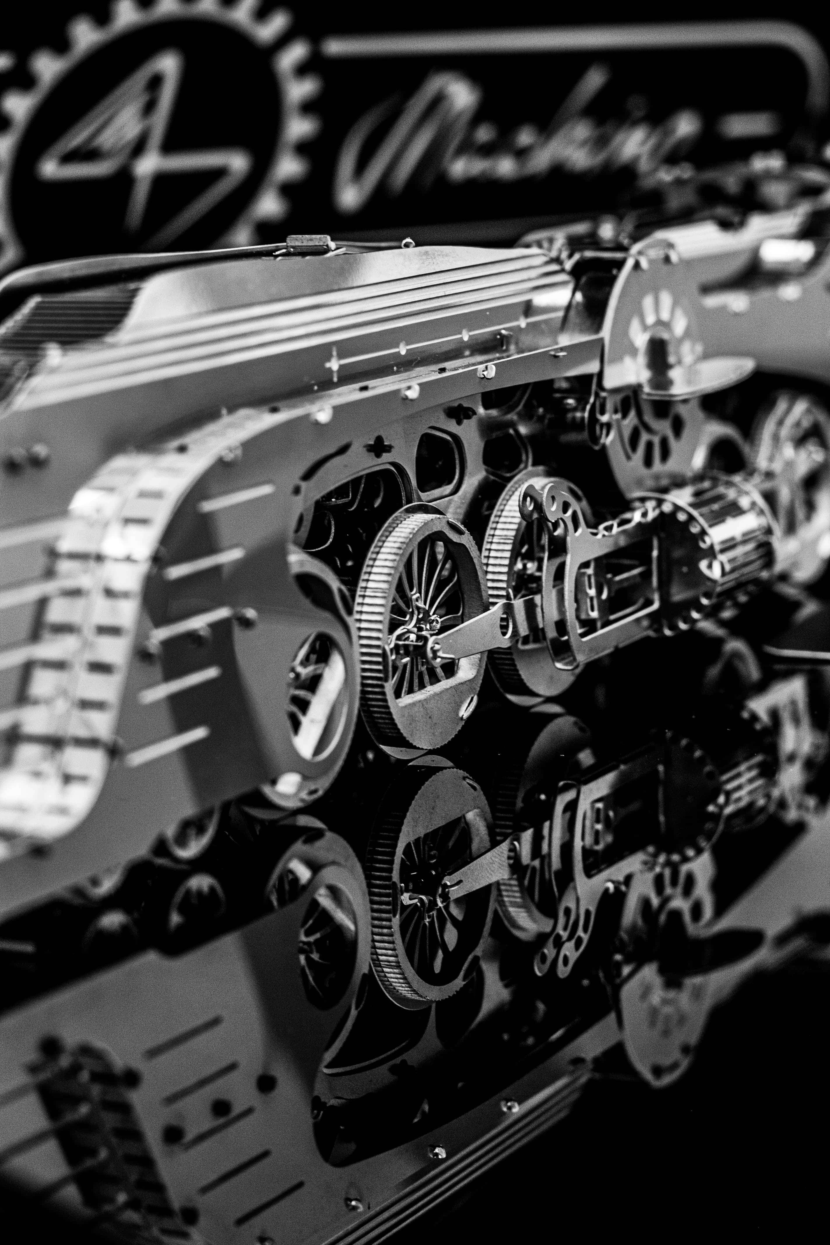 mechanical engineering, monochrome, intricate mechanical gears, 4K Phone Wallpaper