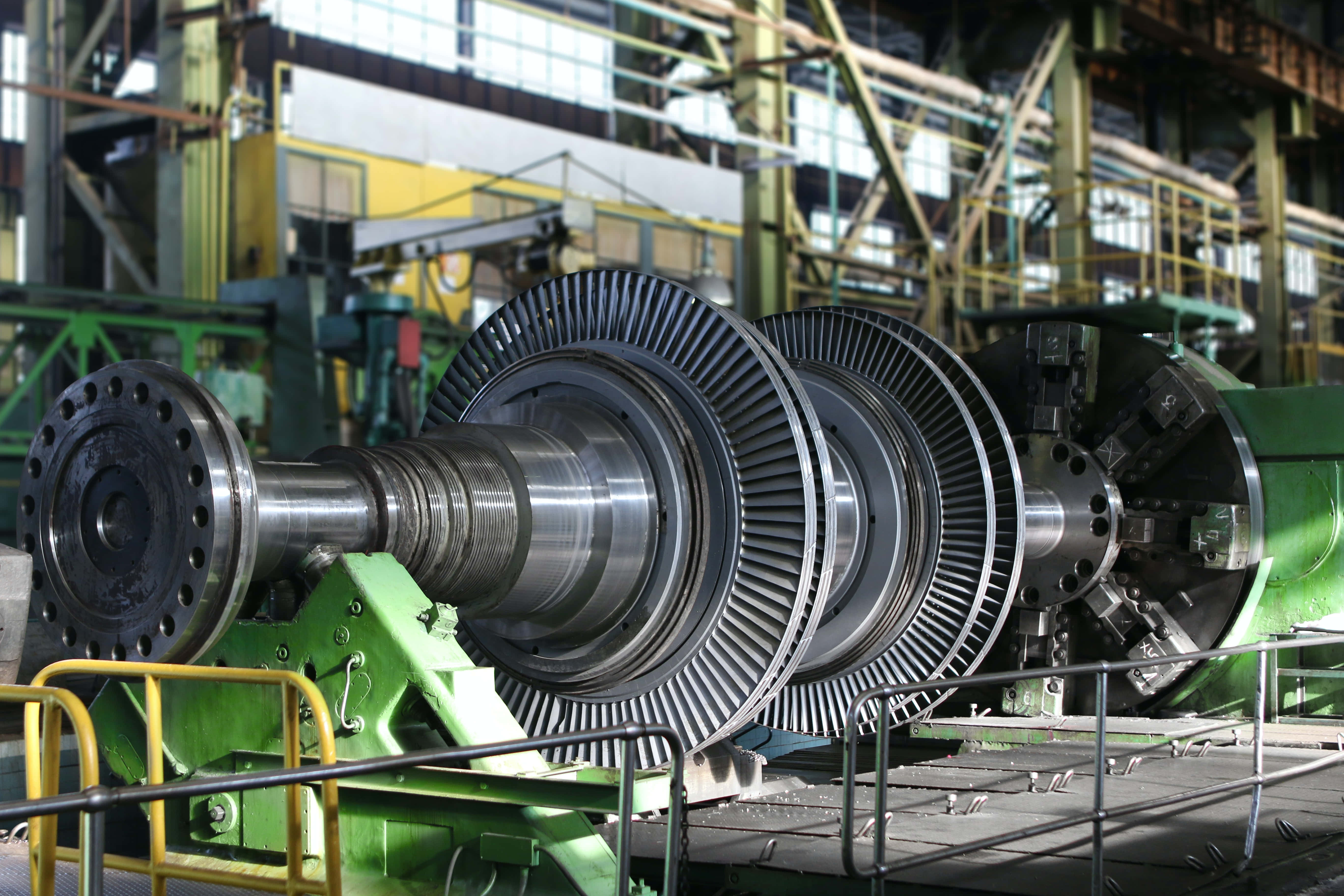 mechanical engineering, industrial turbine rotor, green machinery, 5K Desktop Wallpaper