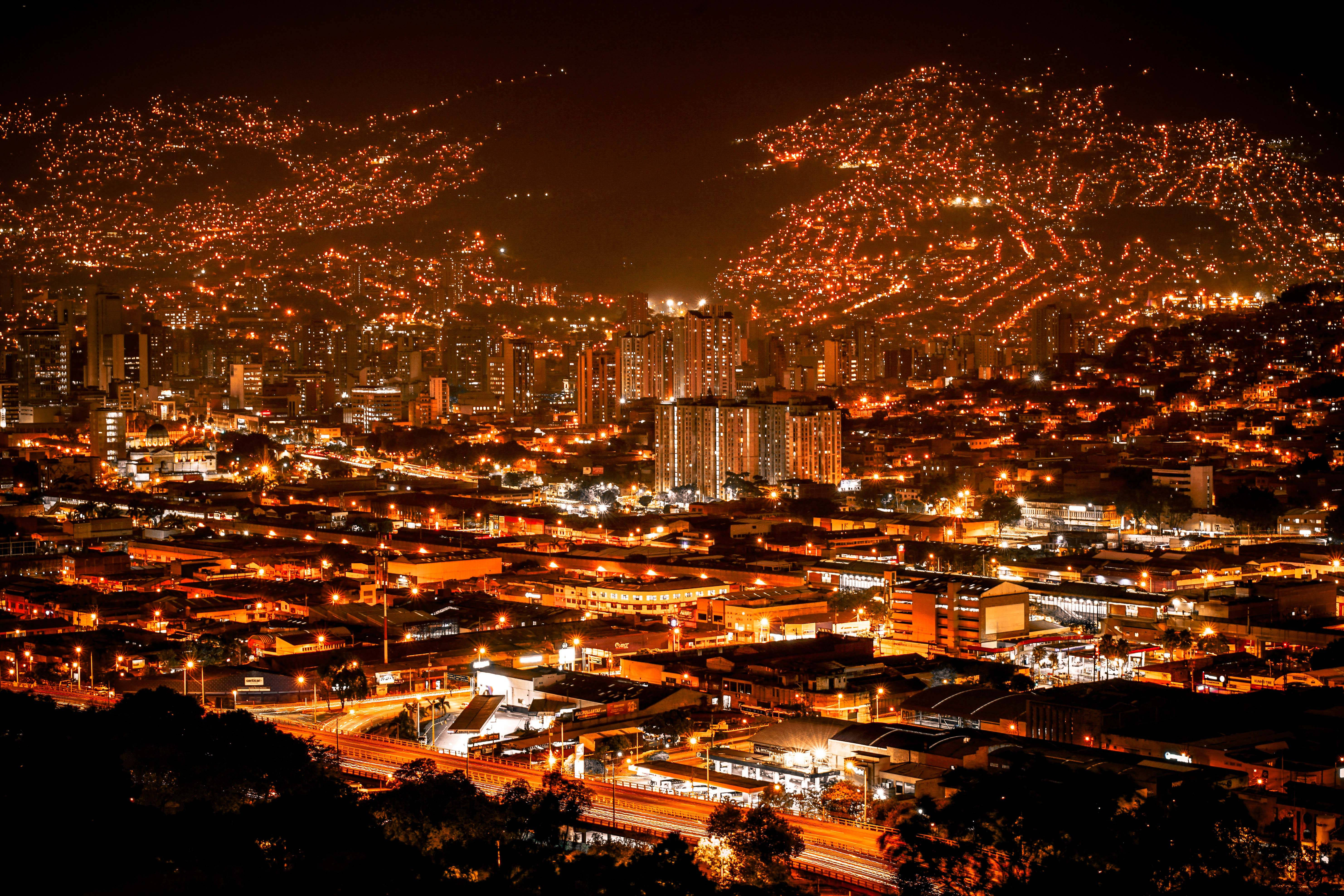 Medellin, city skyline, night, 5K Desktop Wallpaper