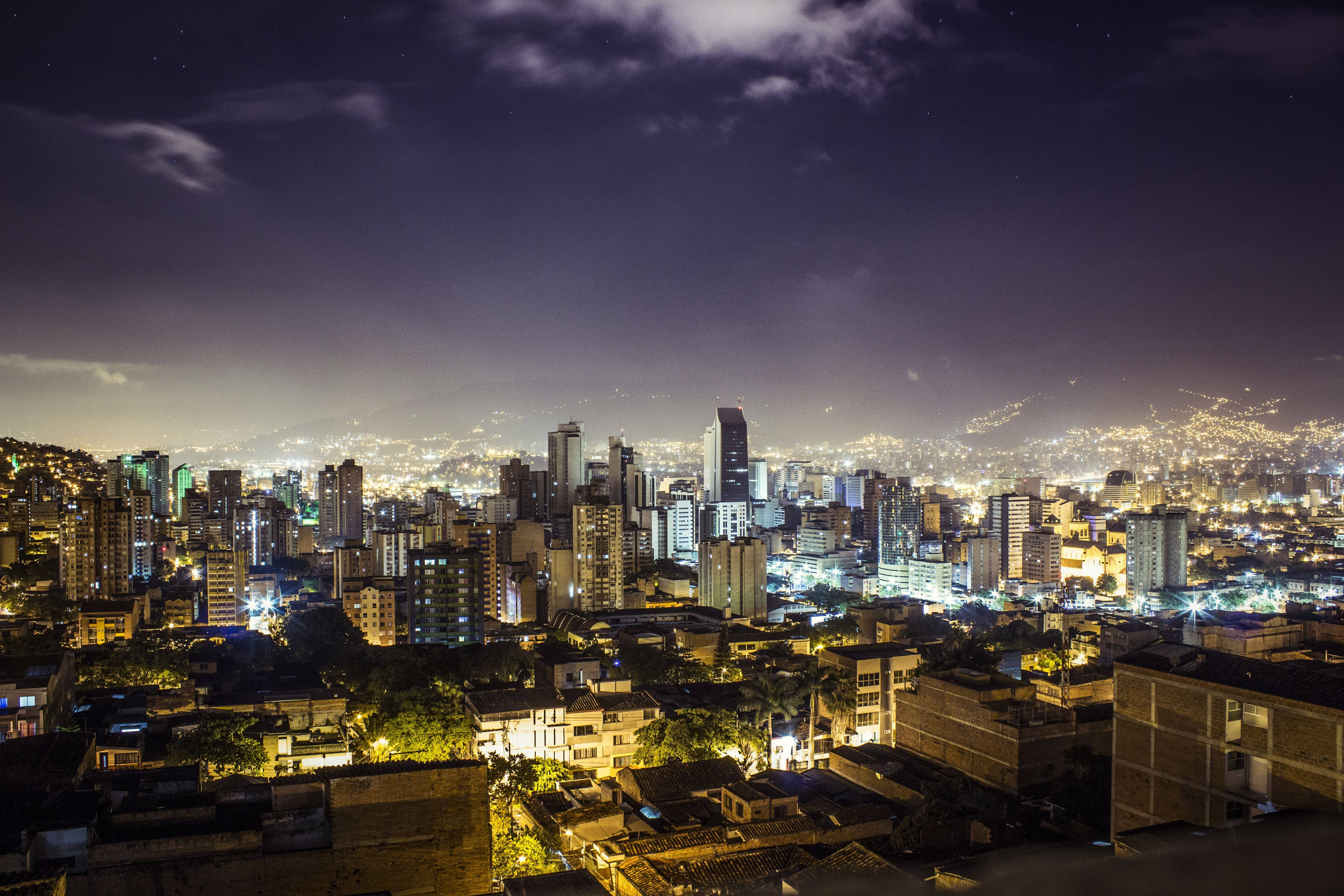 Medellin, Night, Cityscape, 5K Desktop Wallpaper