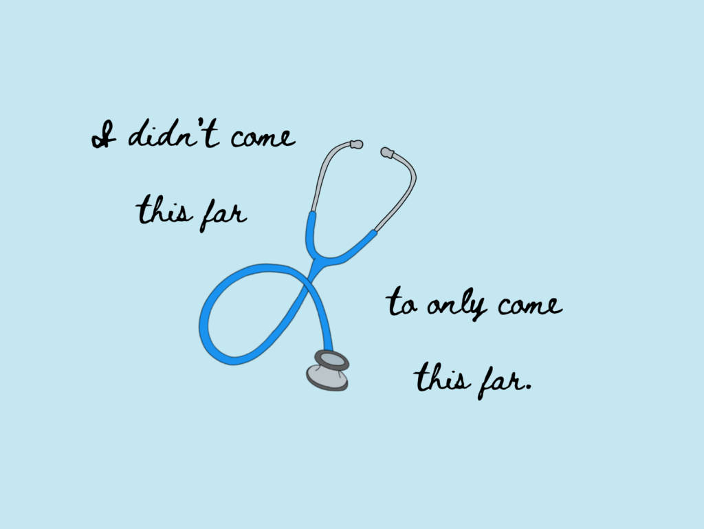 blue stethoscope, light blue background, handwritten text, SD Desktop Wallpaper