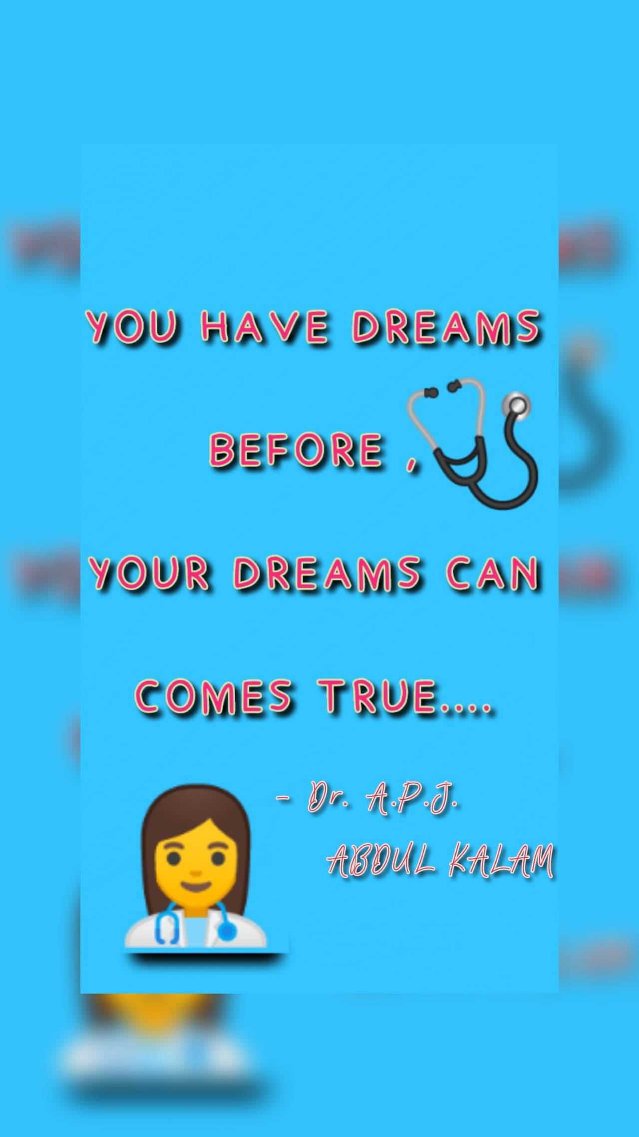 Medical Motivation, bright blue background, motivational quote about dreams, Full HD Phone Wallpaper